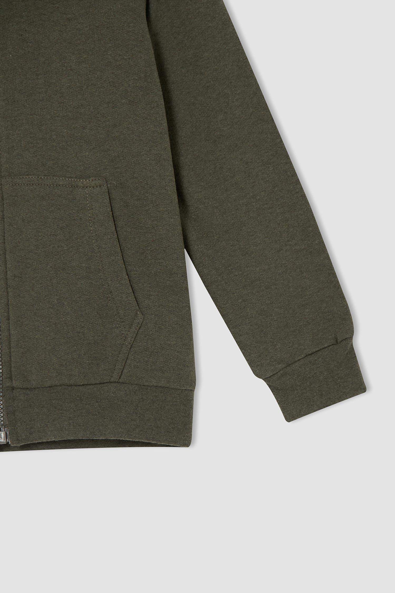 Erkek Çocuk Regular Fit Kapüşonlu Kanguru Cepli İçi Yumuşak Tüylü Sweat Hırka