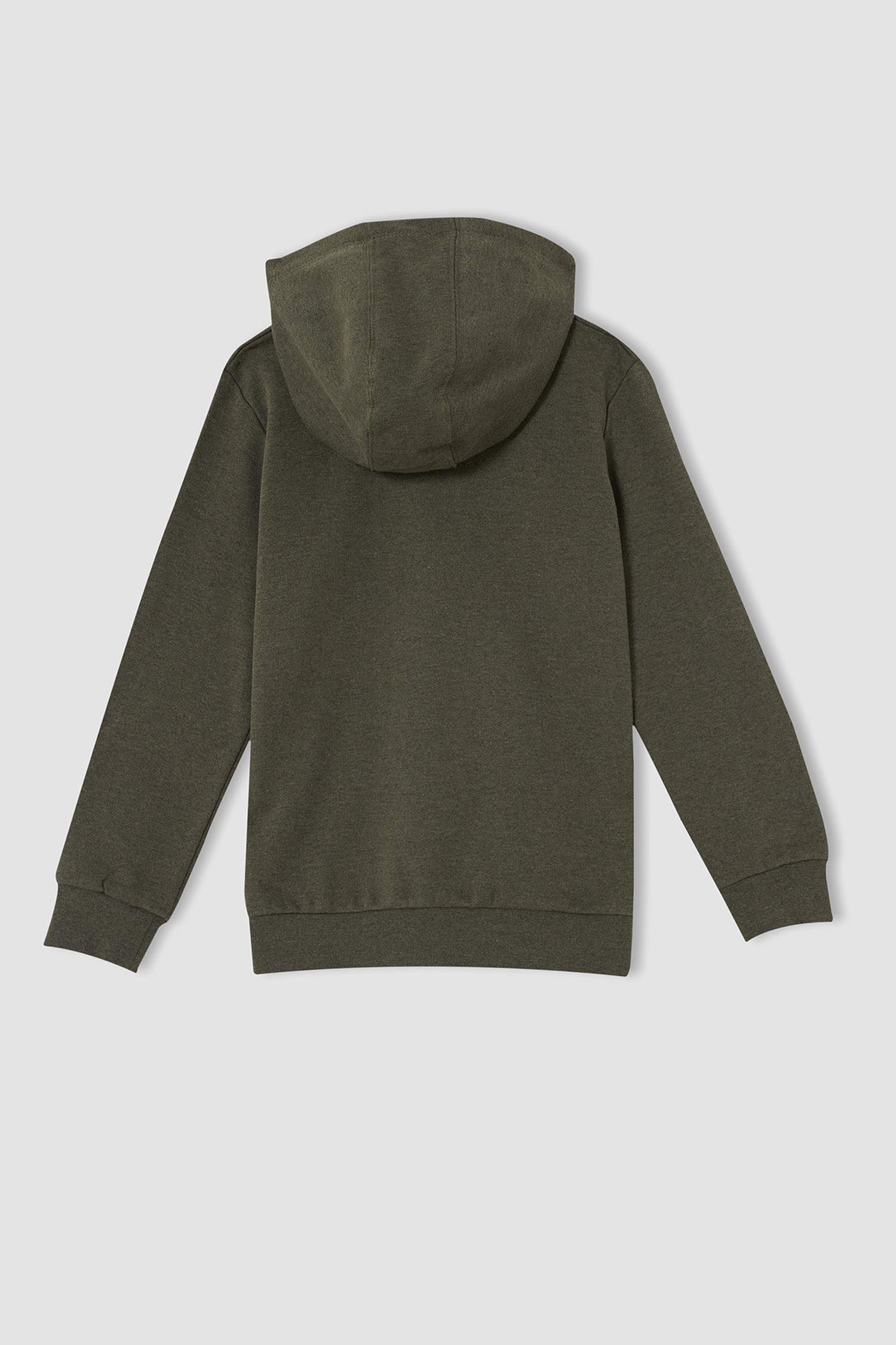 Erkek Çocuk Regular Fit Kapüşonlu Kanguru Cepli İçi Yumuşak Tüylü Sweat Hırka