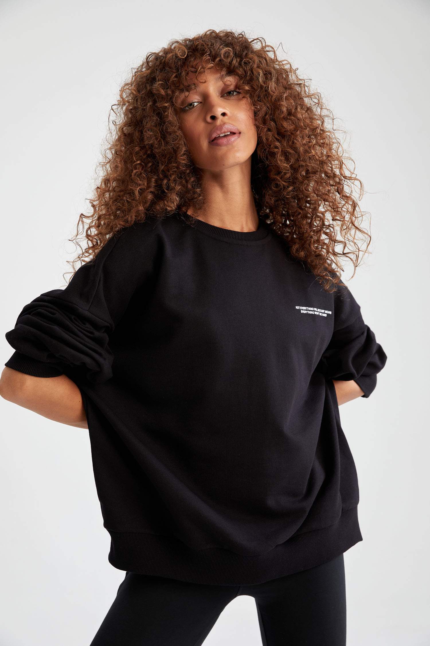 Baskılı Bisiklet Yaka Regular Fit Sweatshirt