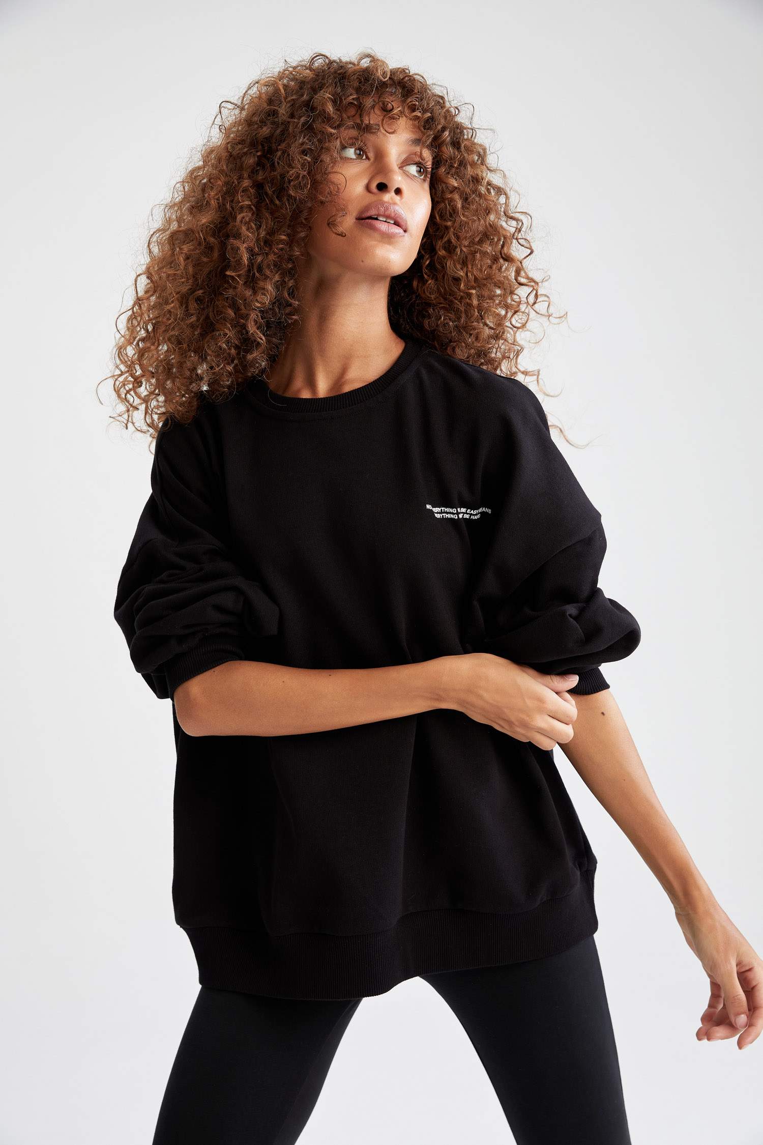 Baskılı Bisiklet Yaka Regular Fit Sweatshirt