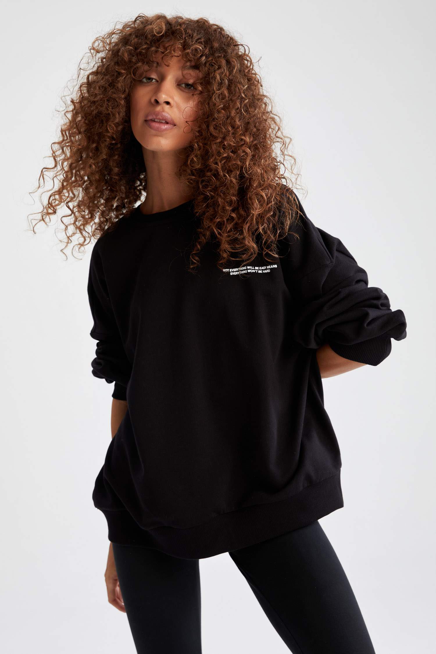 Baskılı Bisiklet Yaka Regular Fit Sweatshirt