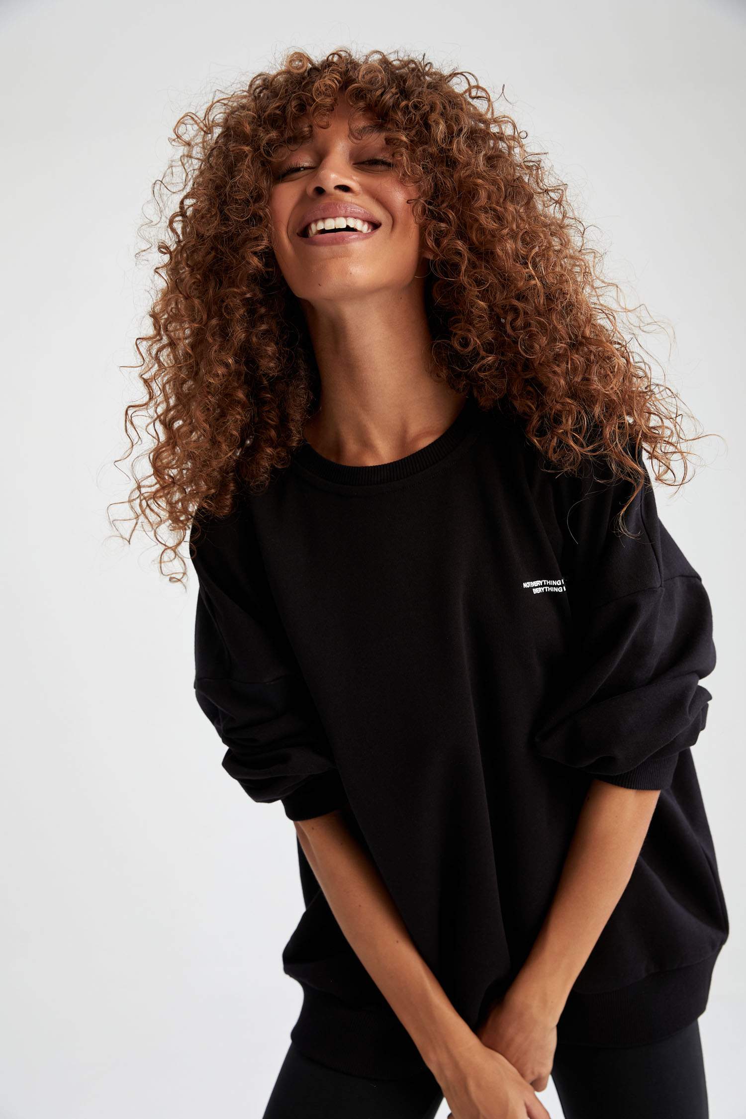 Baskılı Bisiklet Yaka Regular Fit Sweatshirt