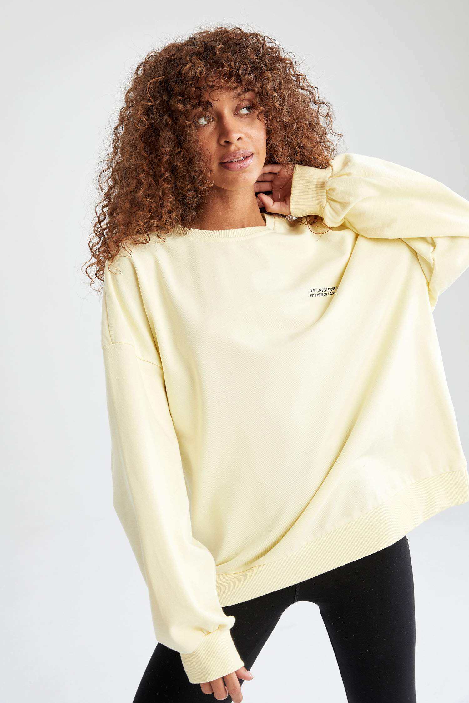 Baskılı Bisiklet Yaka Regular Fit Sweatshirt