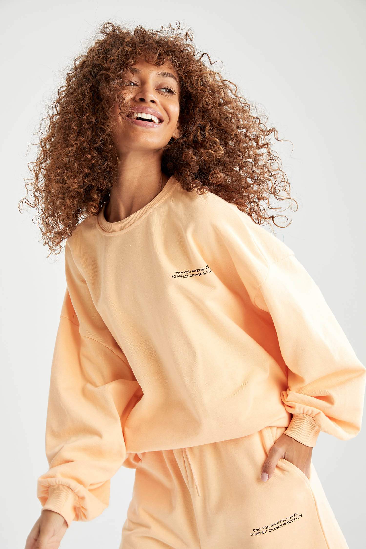 Baskılı Bisiklet Yaka Regular Fit Sweatshirt