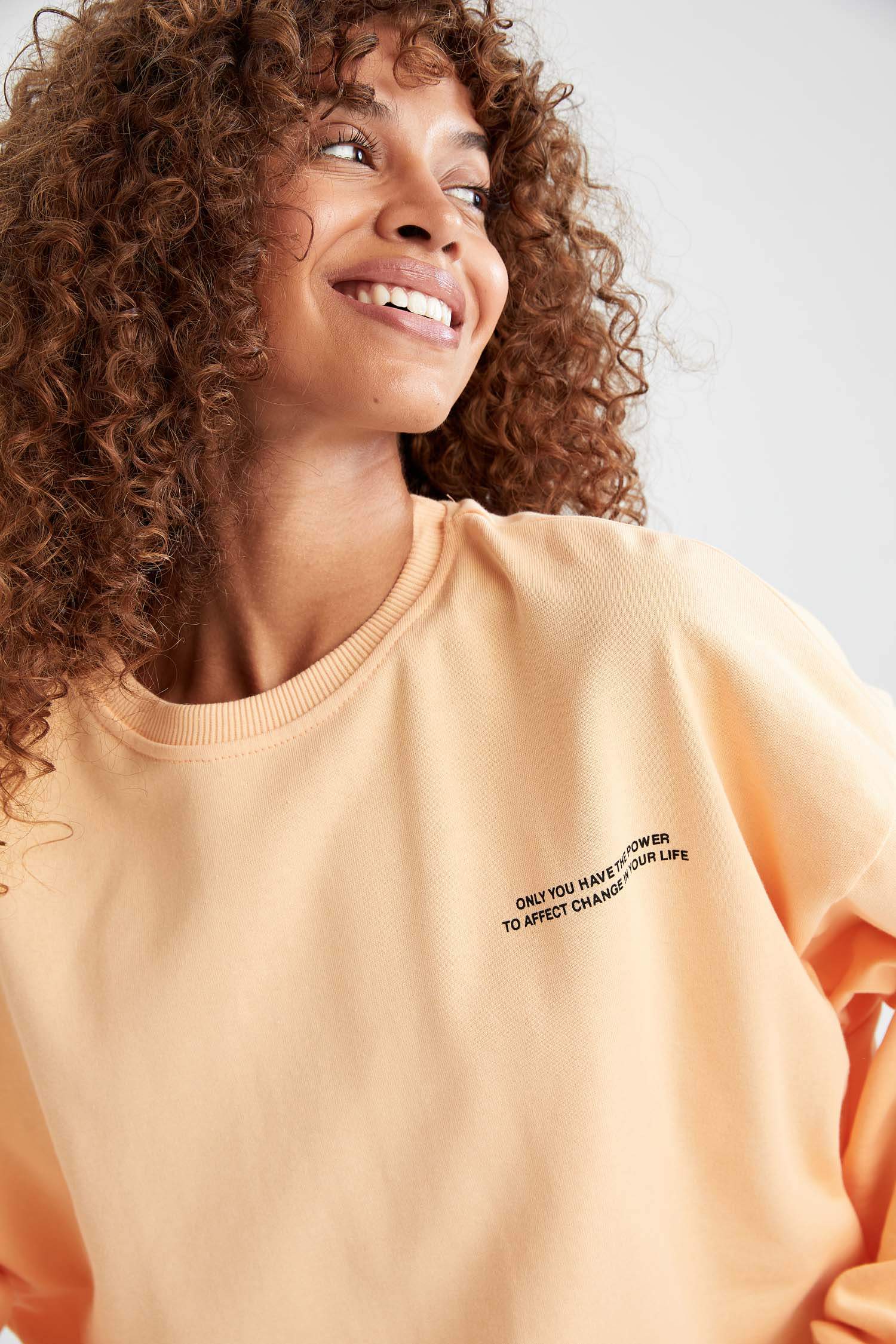Baskılı Bisiklet Yaka Regular Fit Sweatshirt