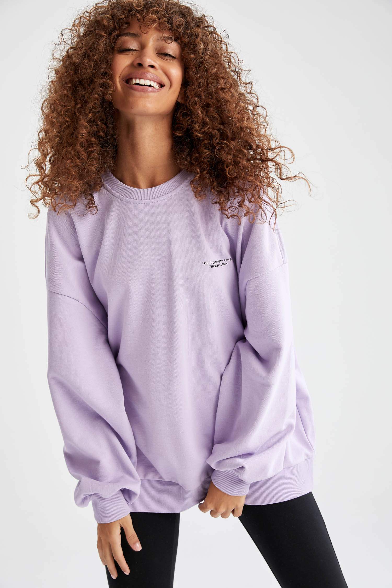 Baskılı Bisiklet Yaka Regular Fit Sweatshirt