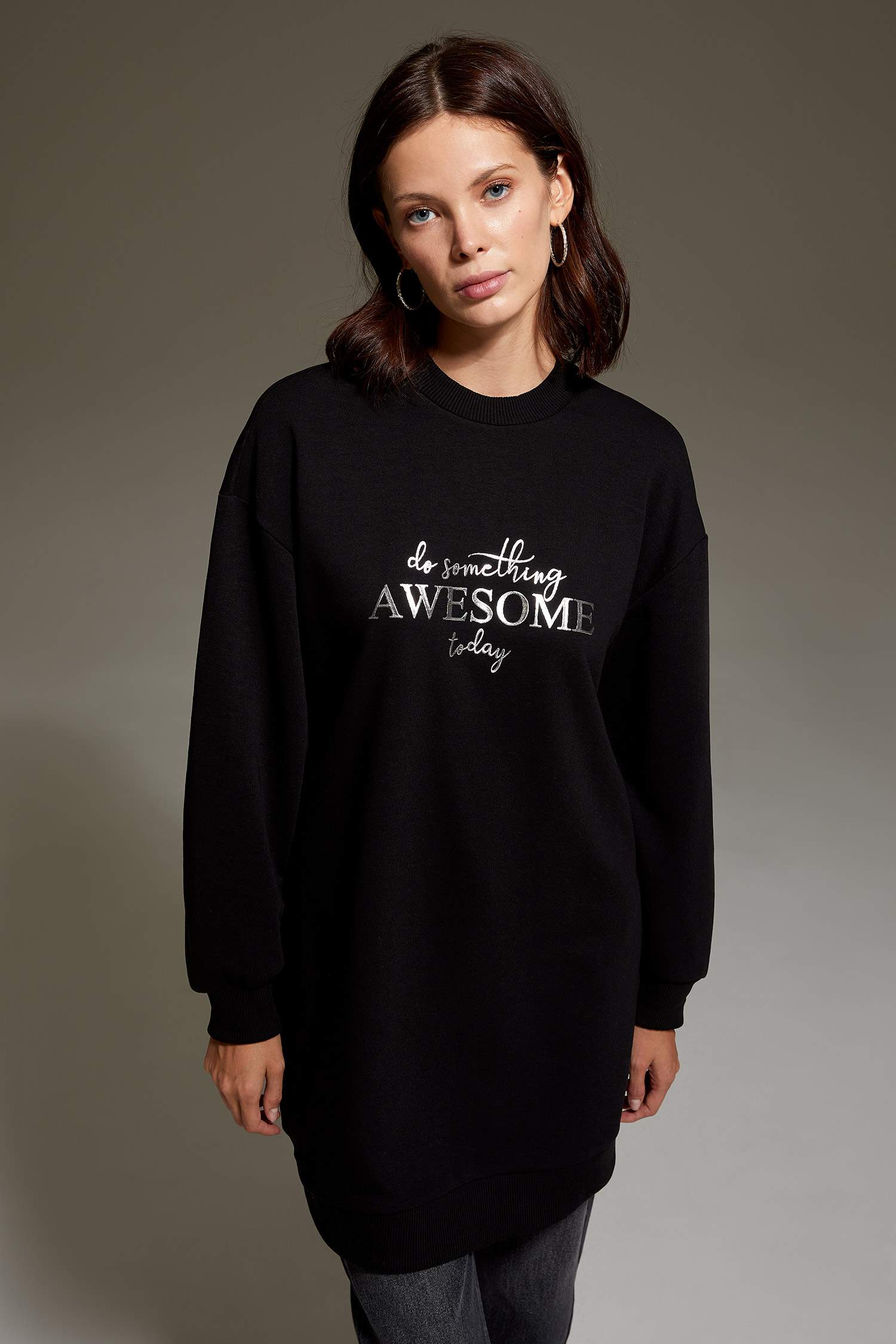 Relax Fit Baskılı Sweat Tunik
