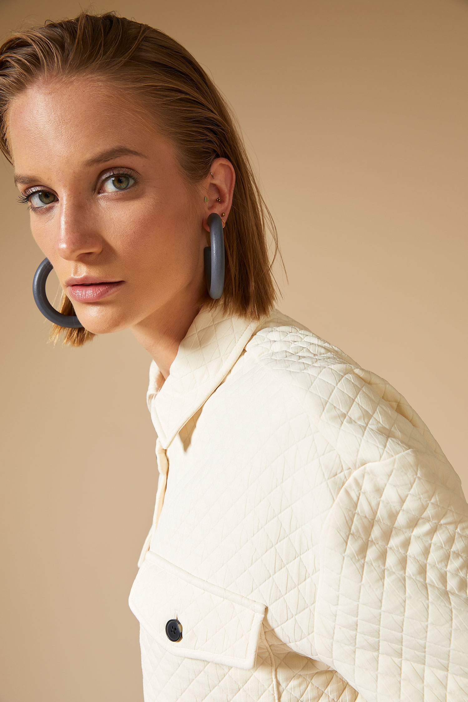 Kapitone Detaylı Kapaklı Cepli Oversize Fit Gömlek Ceket