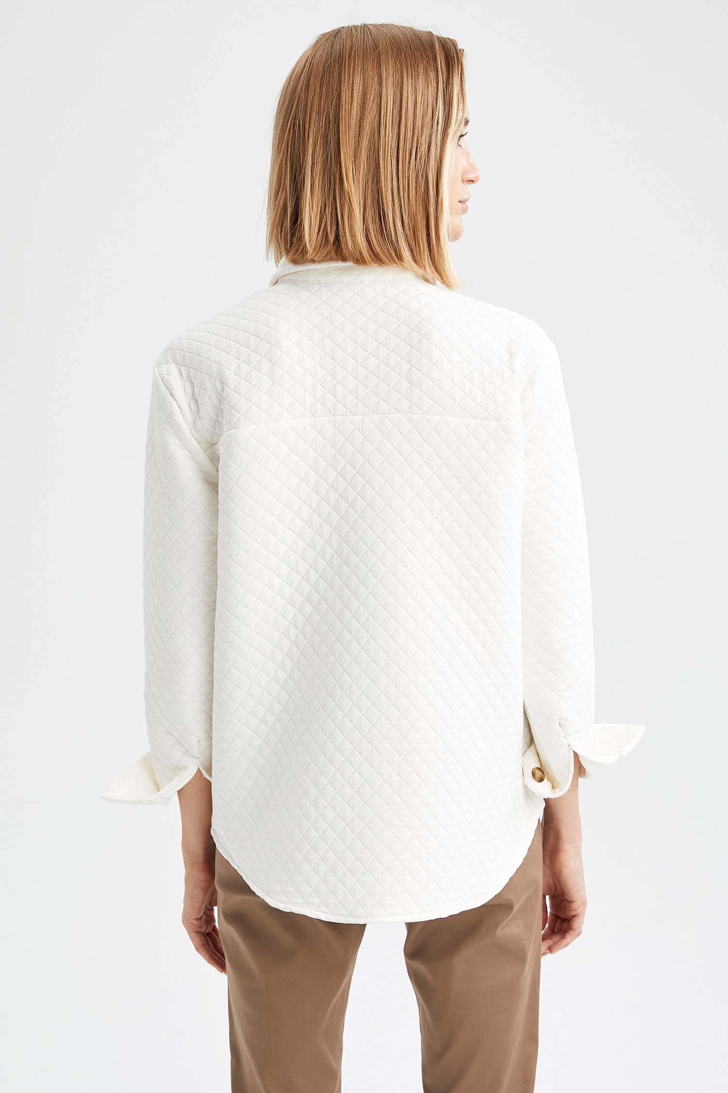 Kapitone Detaylı Kapaklı Cepli Oversize Fit Gömlek Ceket