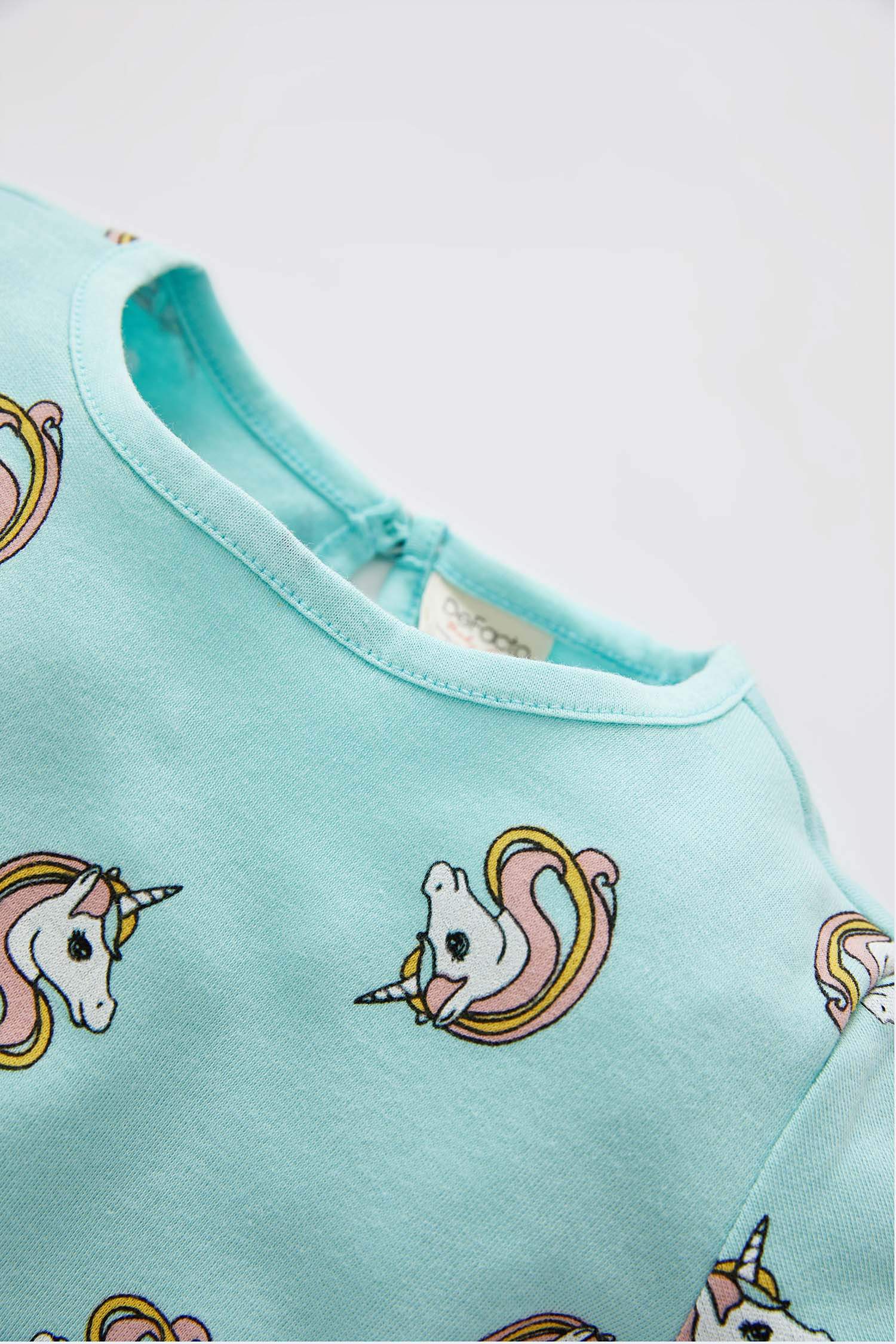 Kız Bebek Unicorn Desenli Uzun Kollu Pamuklu Pijama Takımı