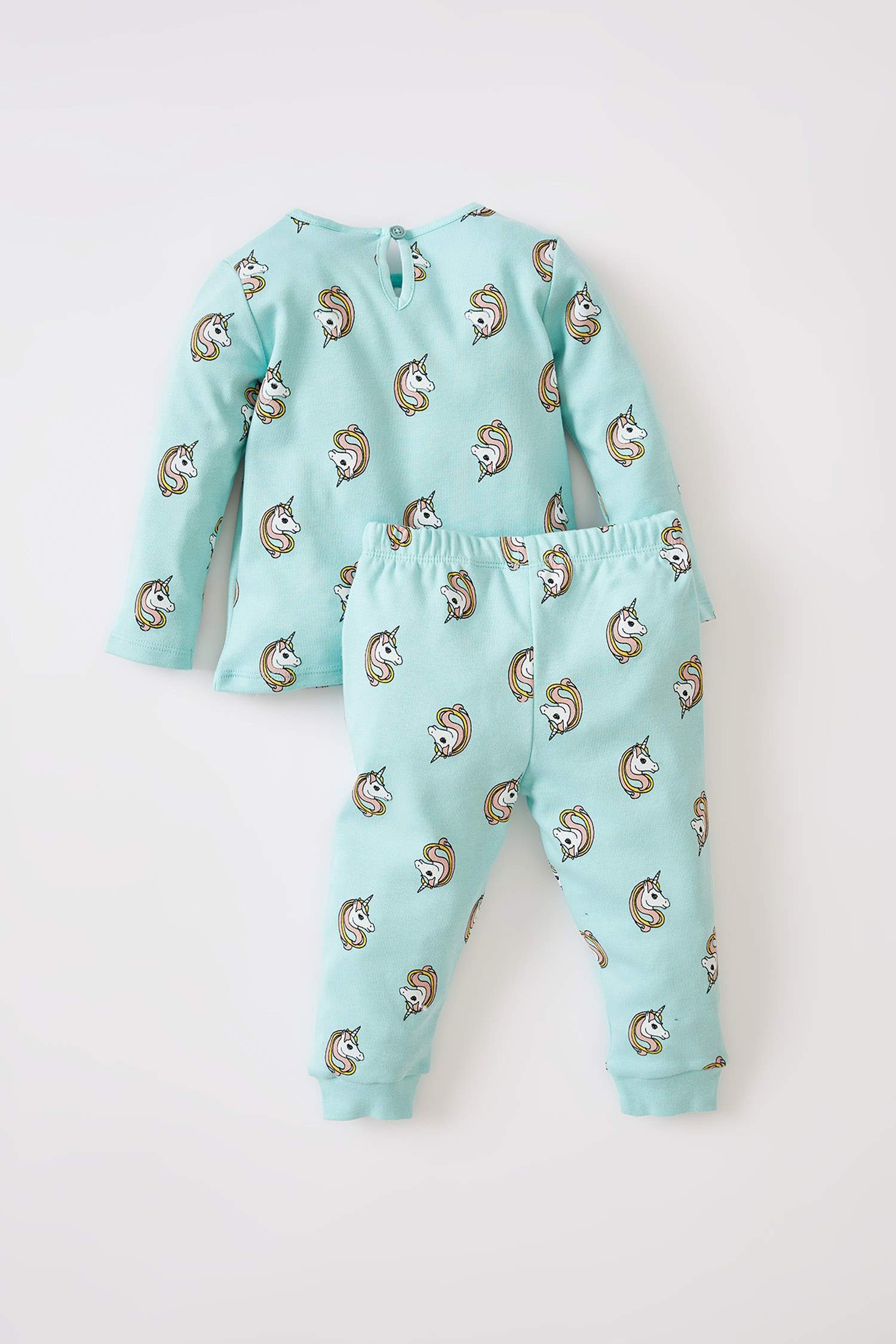 Kız Bebek Unicorn Desenli Uzun Kollu Pamuklu Pijama Takımı
