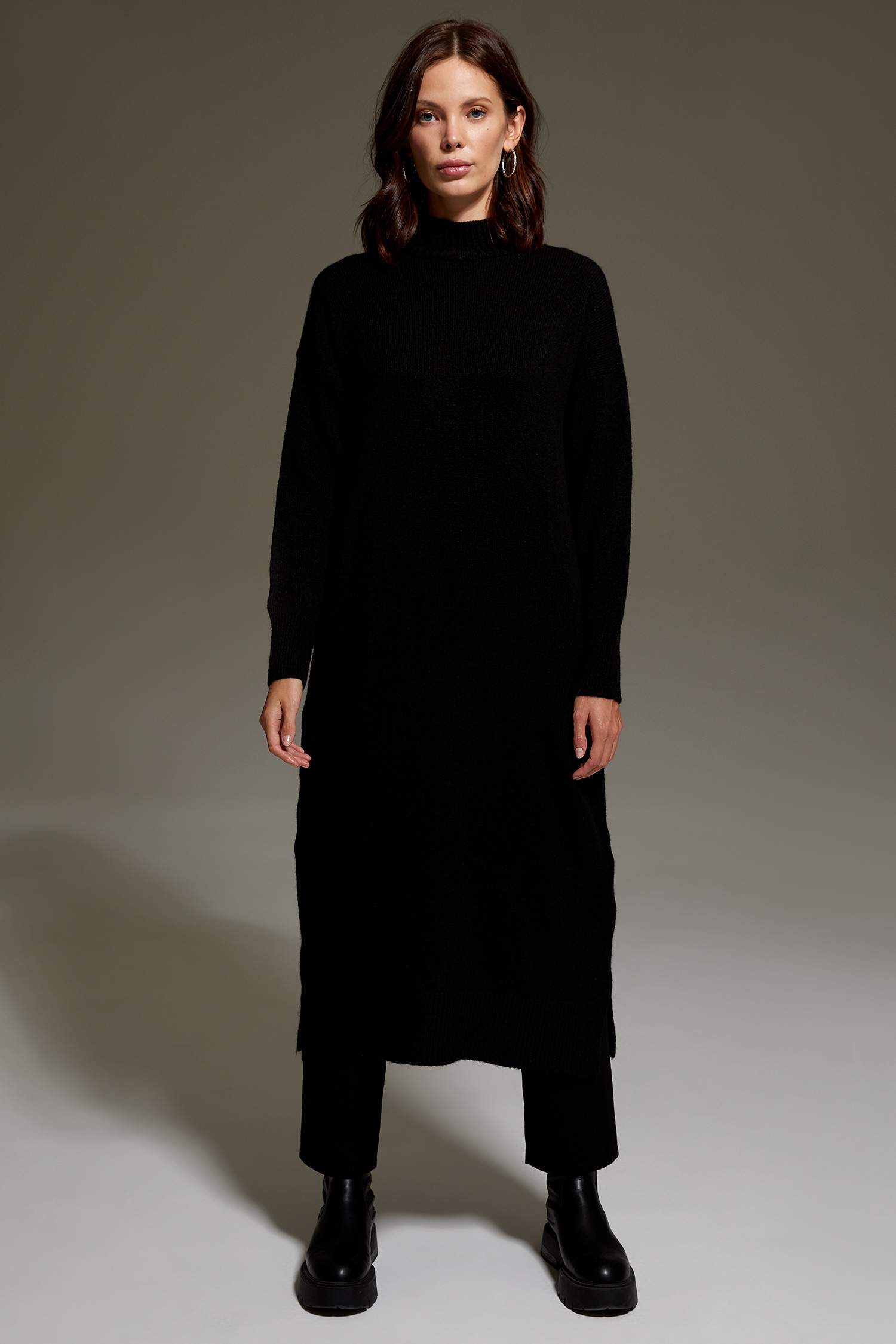 Dik Yaka Relax Fit Maxi Triko Tunik