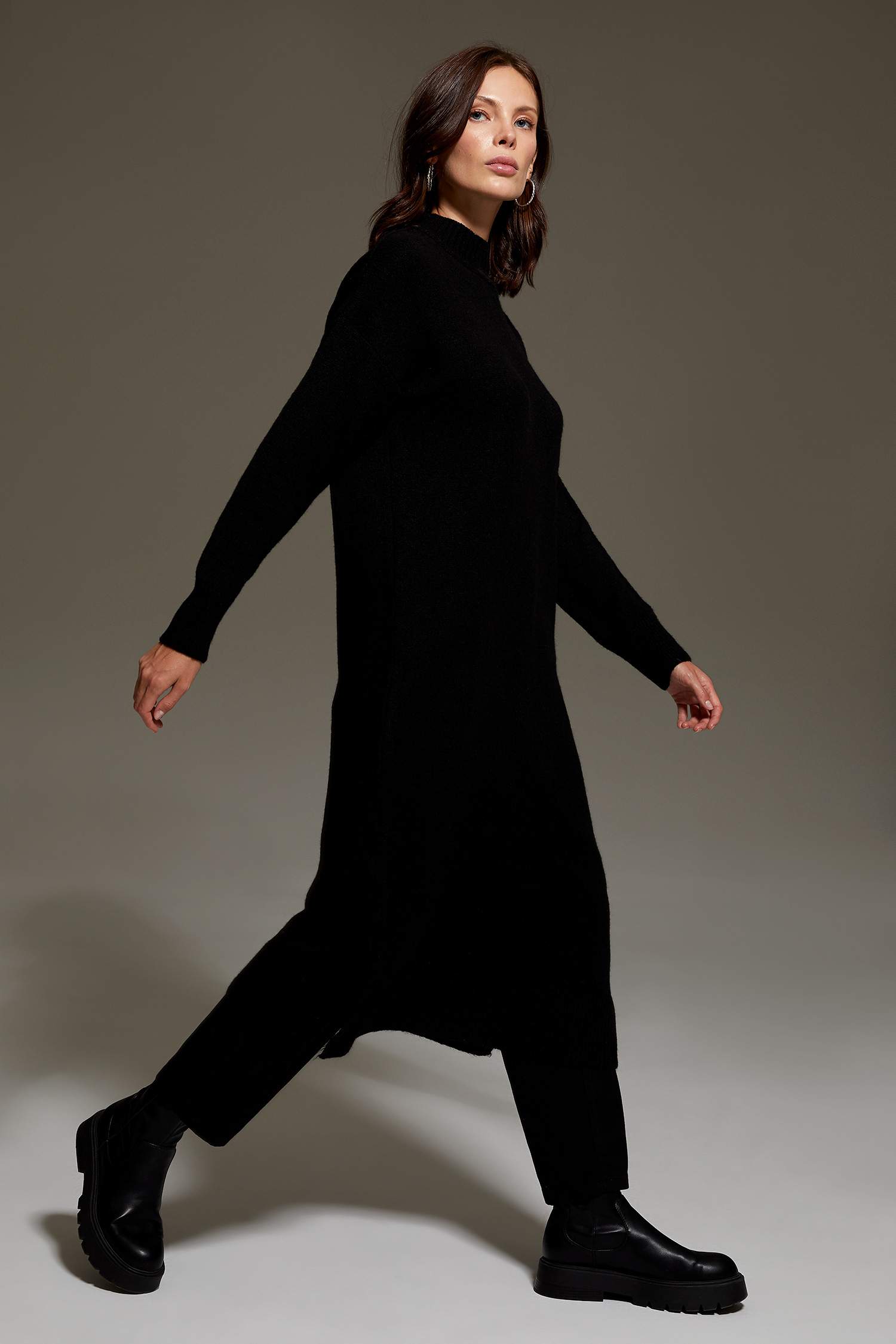 Dik Yaka Relax Fit Maxi Triko Tunik