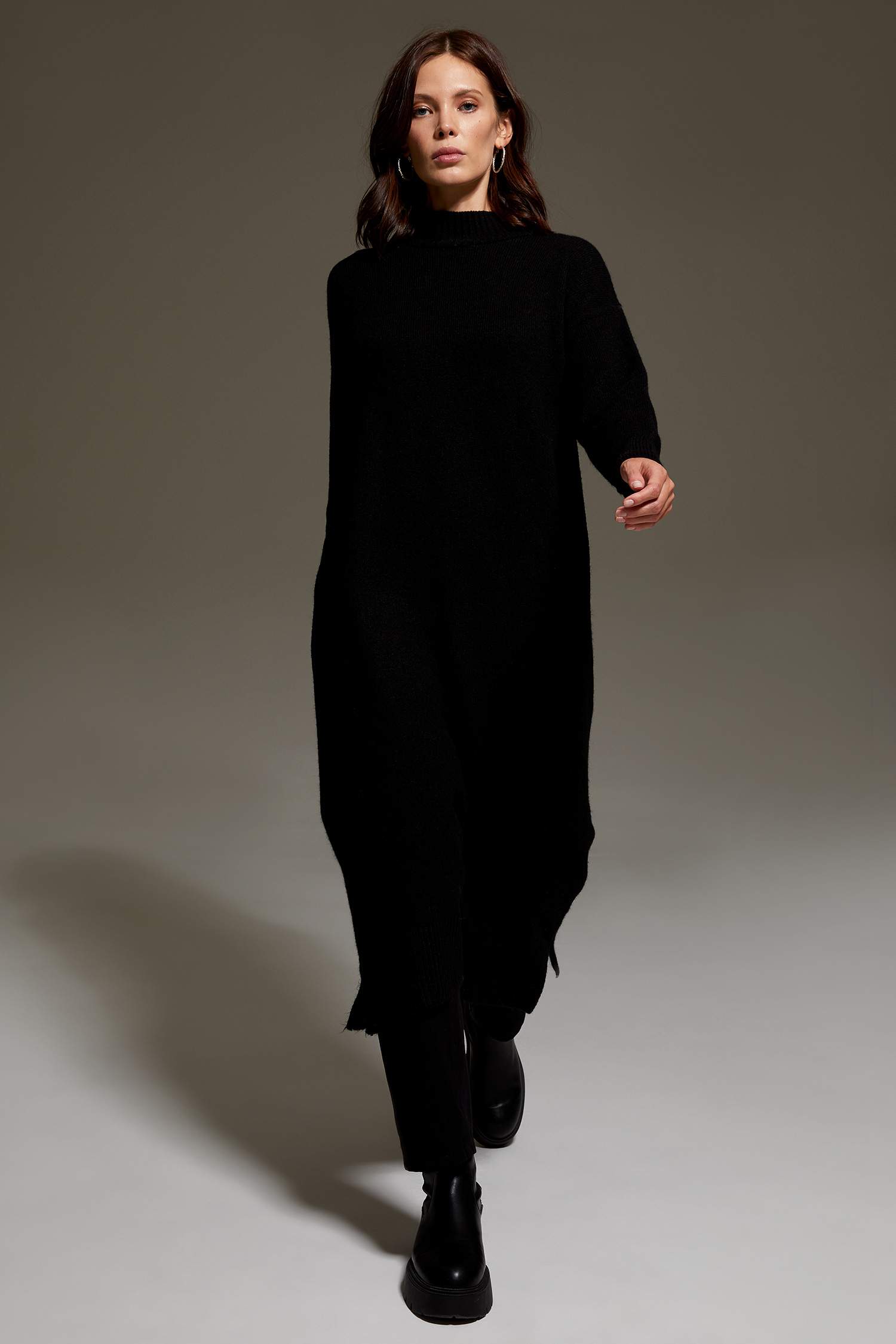 Dik Yaka Relax Fit Maxi Triko Tunik
