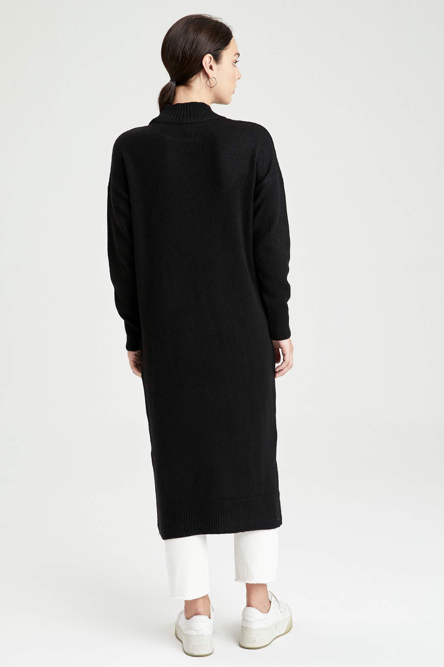 Dik Yaka Relax Fit Maxi Triko Tunik