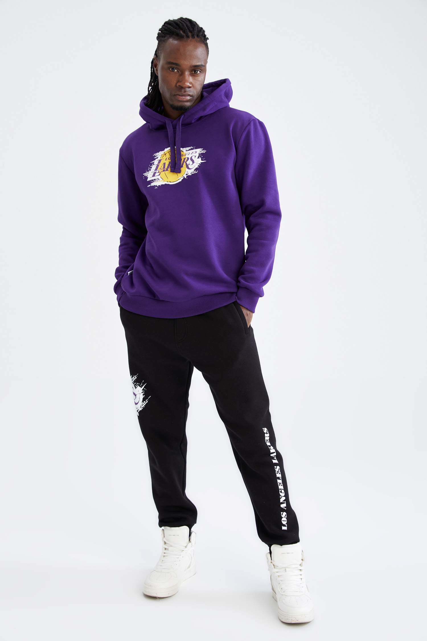 NBA Los Angeles Lakers Lisanslı Regular Fit İçi Yumuşak Tüylü Jogger Eşofman Altı