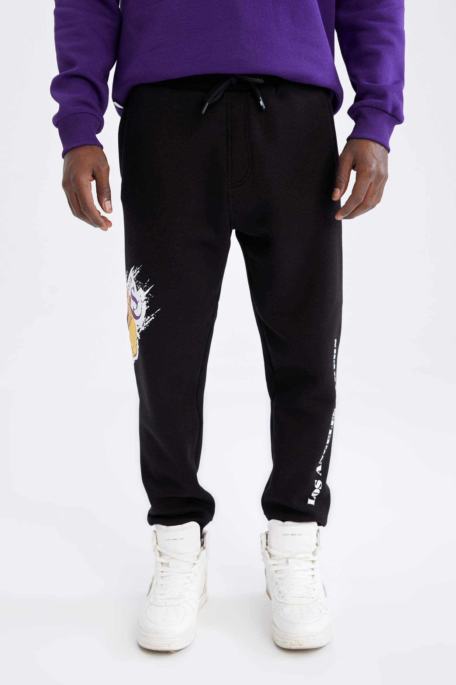 NBA Los Angeles Lakers Lisanslı Regular Fit İçi Yumuşak Tüylü Jogger Eşofman Altı