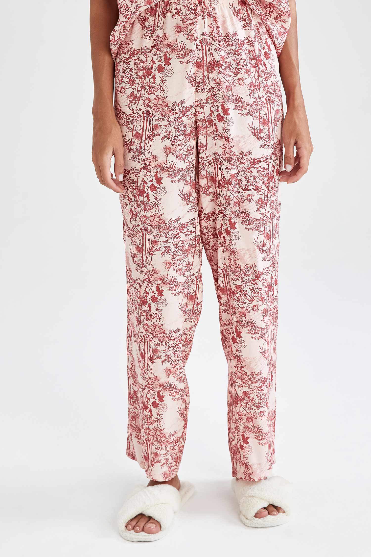 Romantik Çiçek Desenli Relax Fit Pijama Altı
