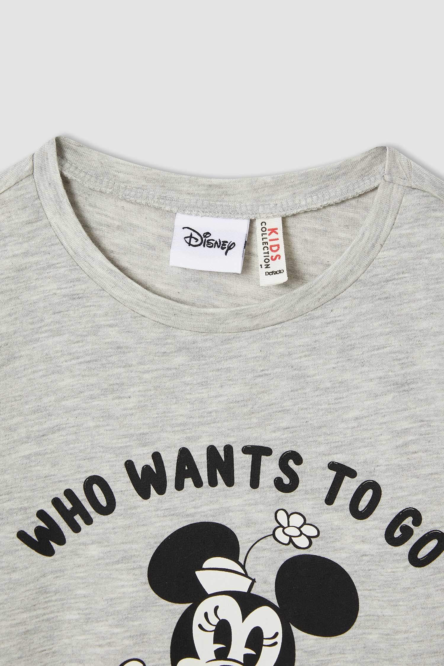 Kız Çocuk Minnie Mouse Lisanslı Pamuklu Uzun Kollu Pijama Takım