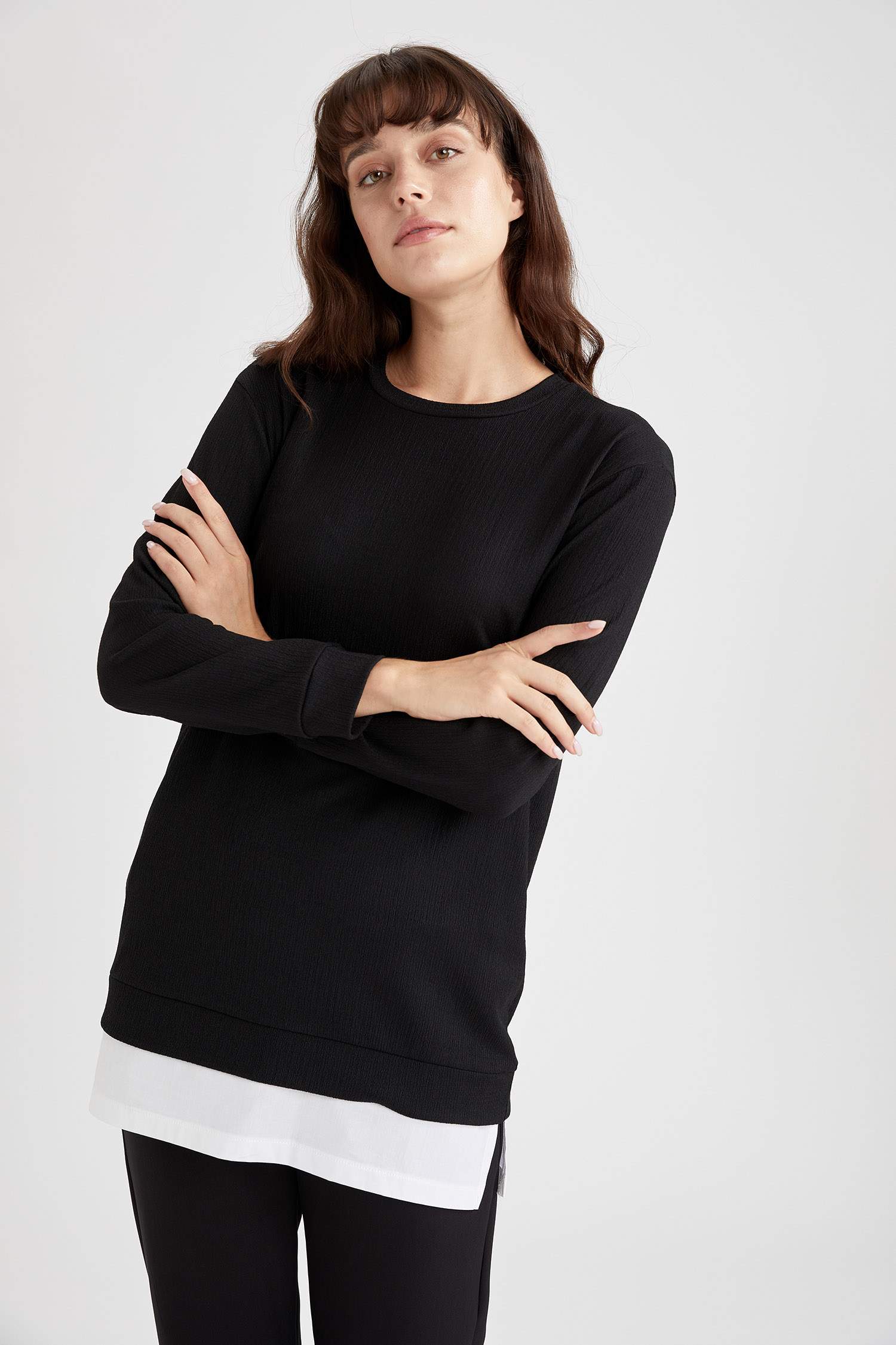 Relax Fit Bürümcük Kumaşlı Poplin Kumaş Detaylı Tunik
