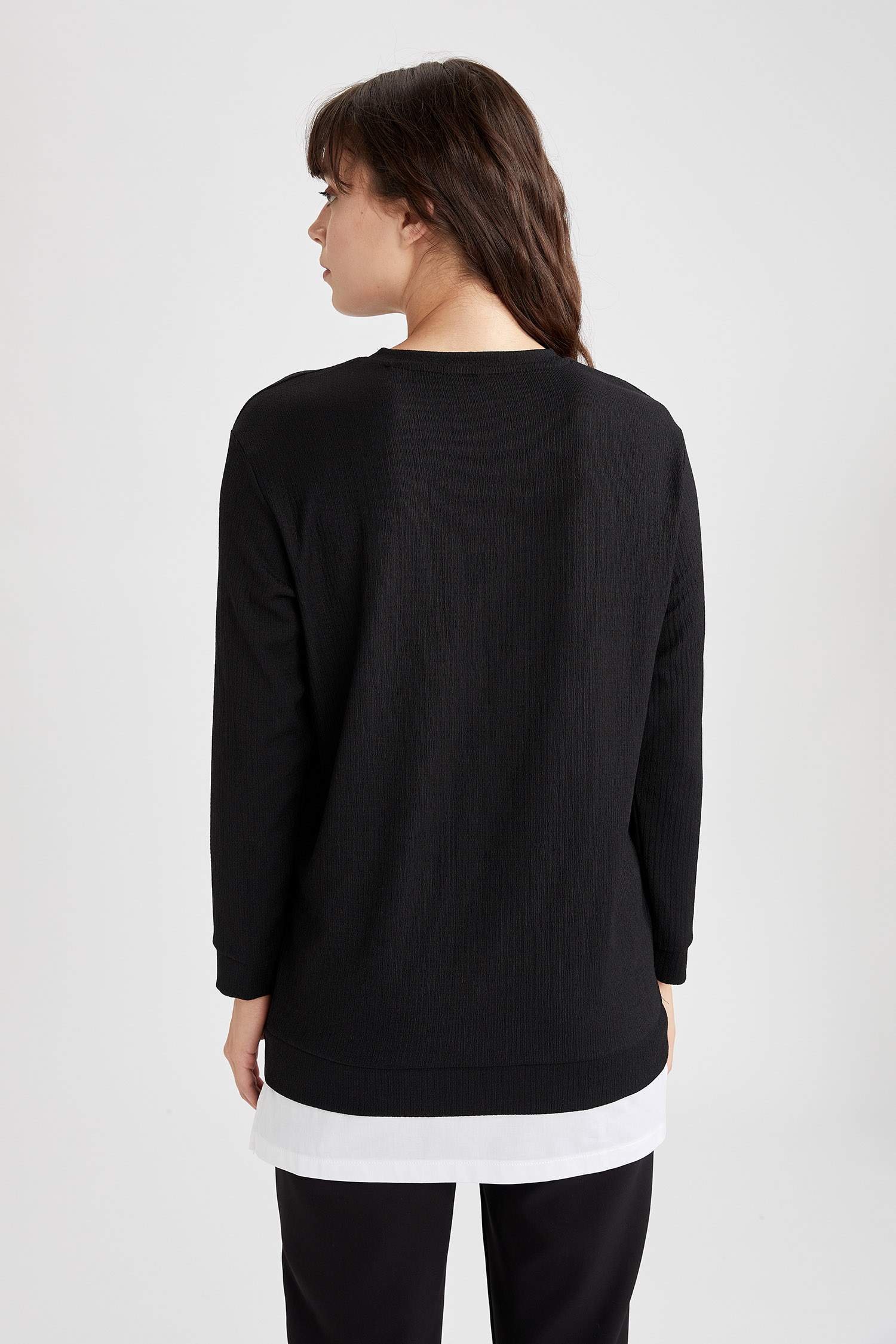 Relax Fit Bürümcük Kumaşlı Poplin Kumaş Detaylı Tunik
