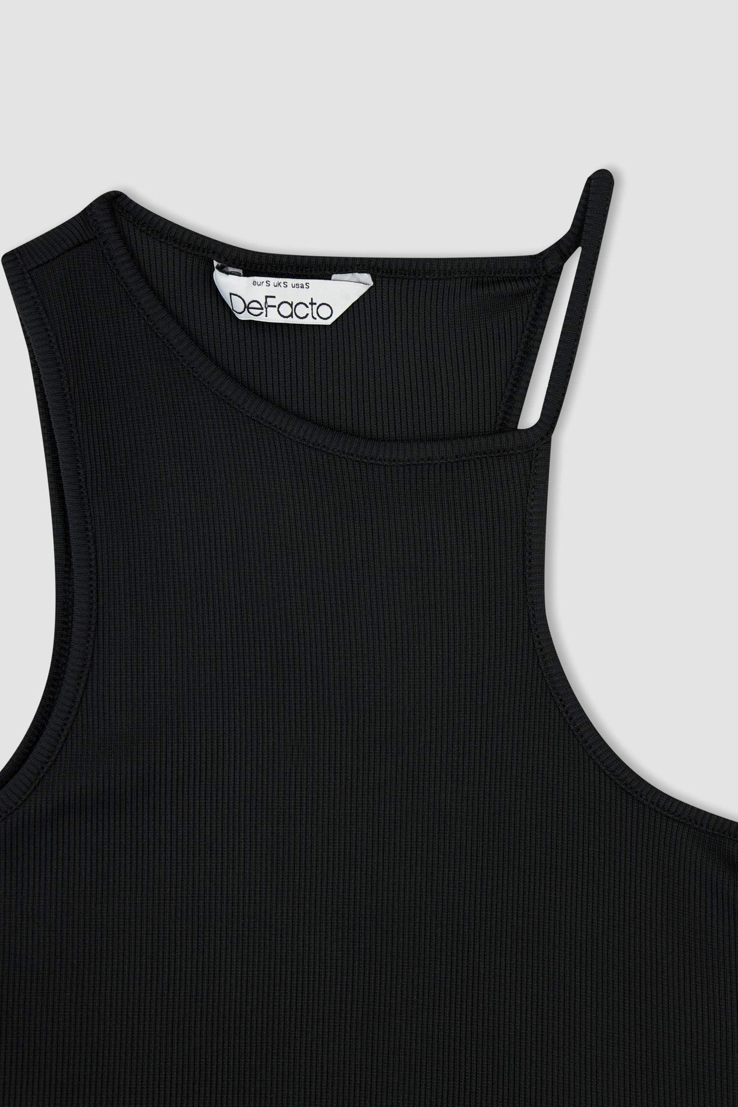Fitted Bisiklet Yaka Fitilli Kaşkorse Atlet