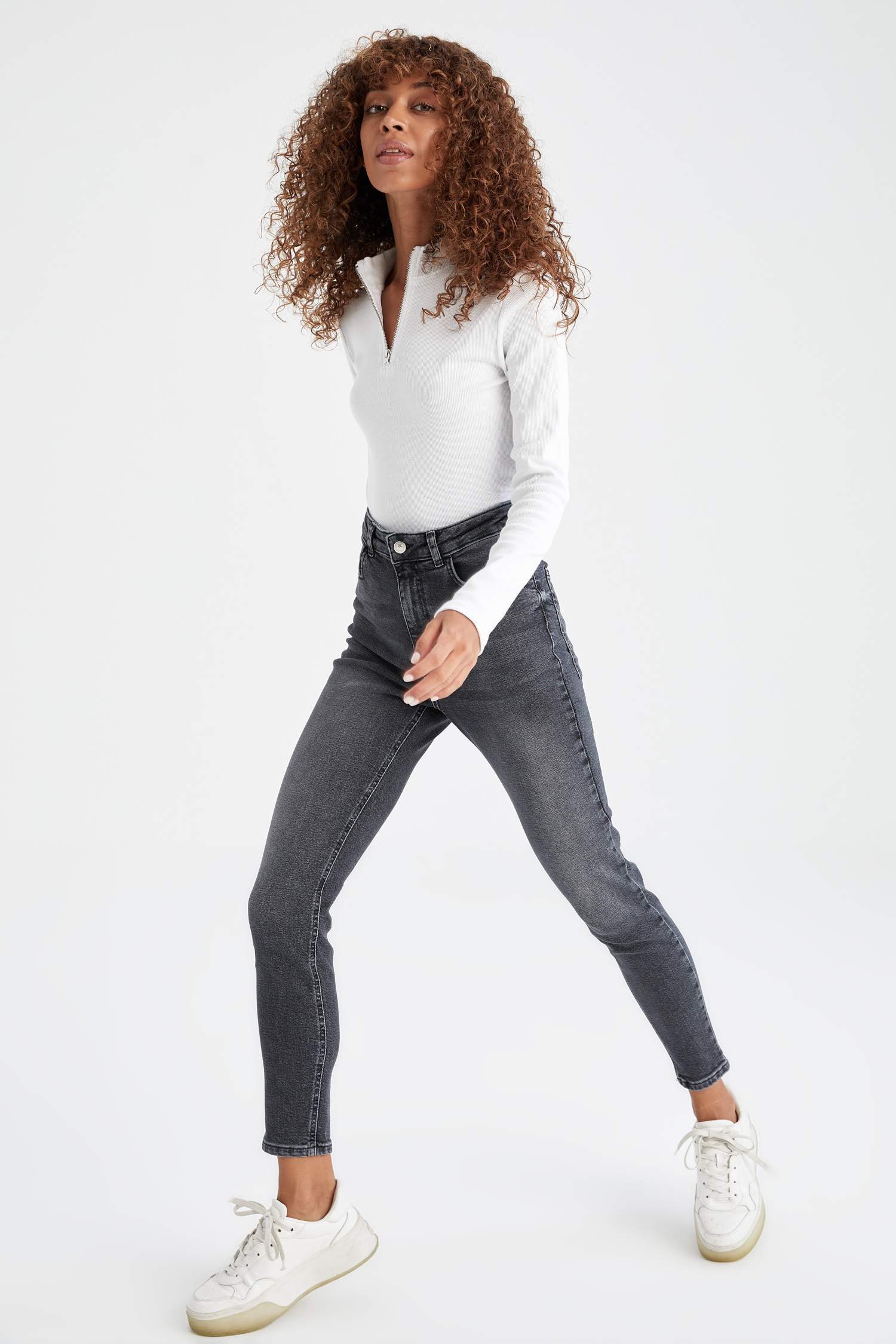 Vintage Skinny Yıkamalı Yüksek Bel Jean Pantolon