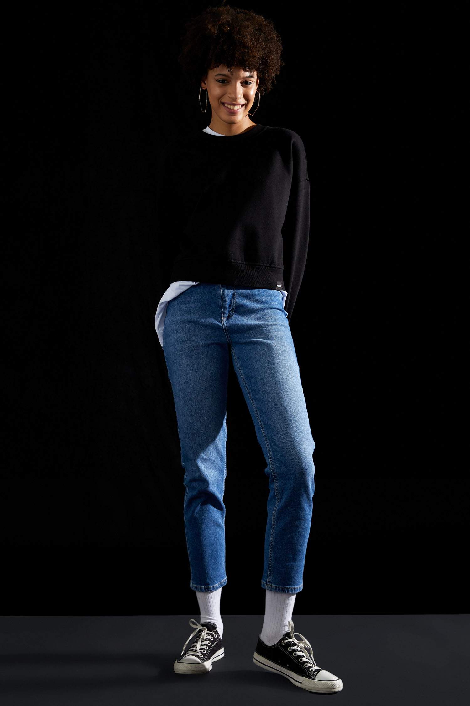 Slim Fit Yüksek Bel Bilek Boy Jean Pantolon