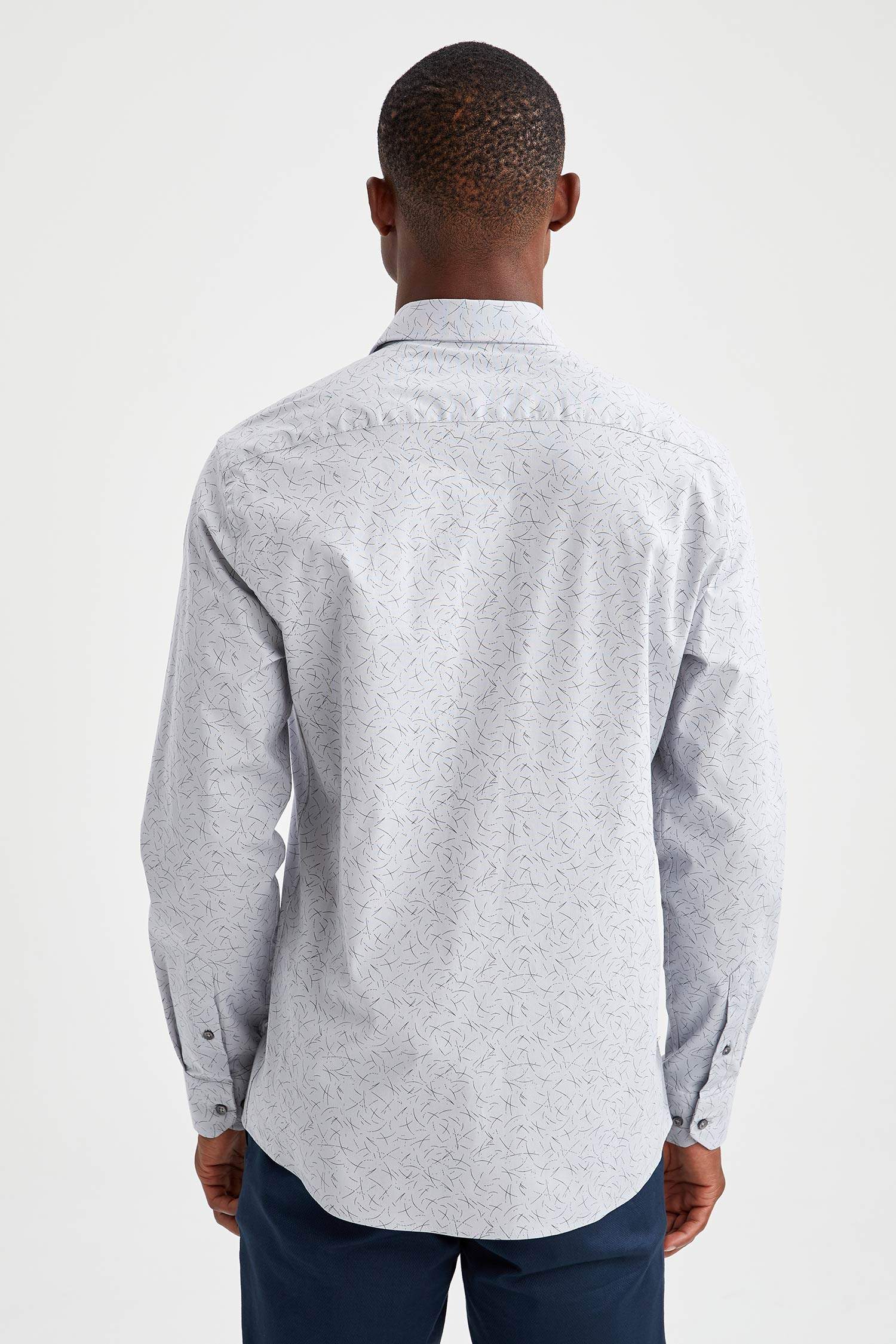 Modern Fit Klasik Uzun Kollu Desenli Gömlek