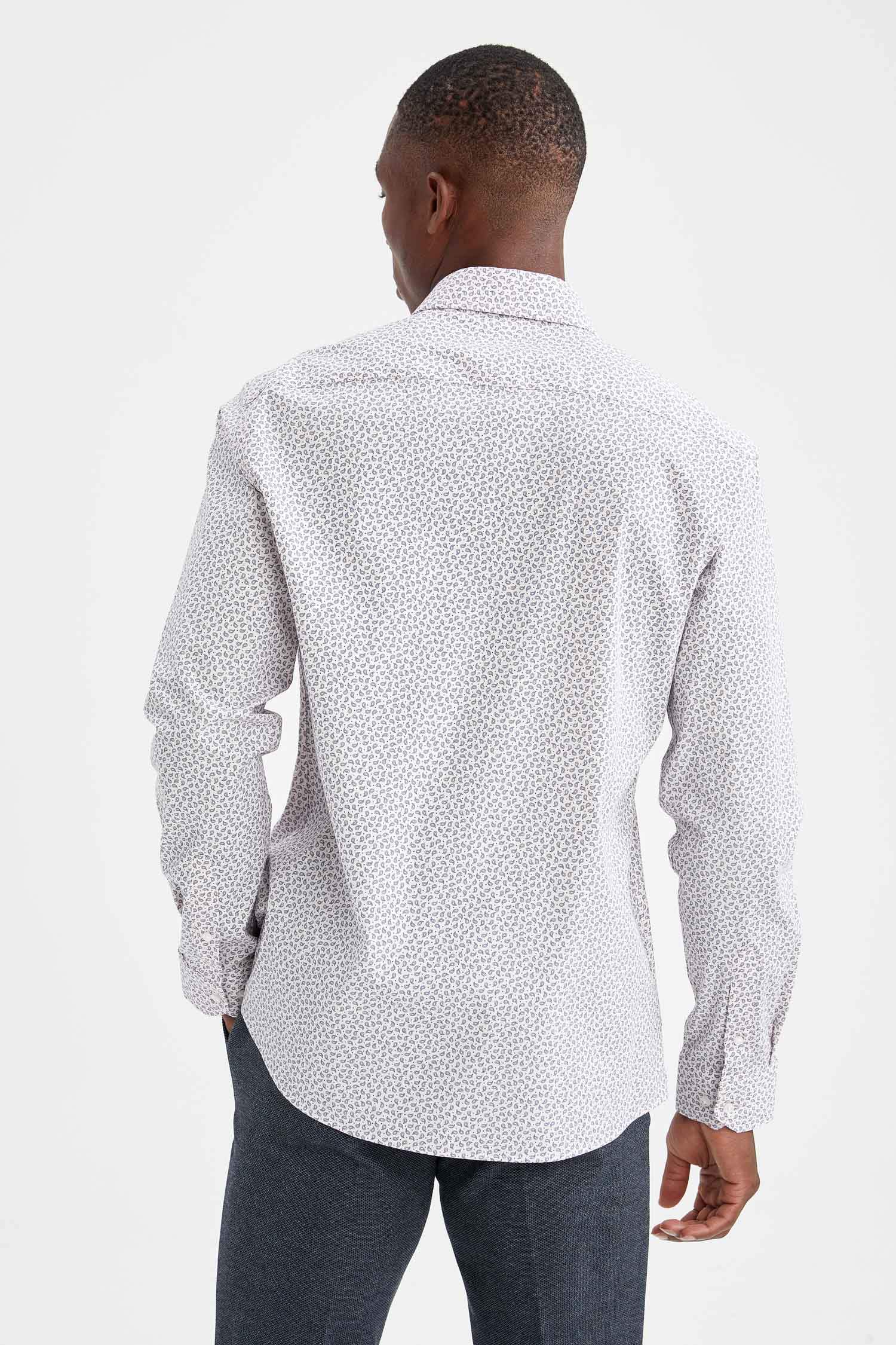 Modern Fit Klasik Uzun Kollu Desenli Gömlek