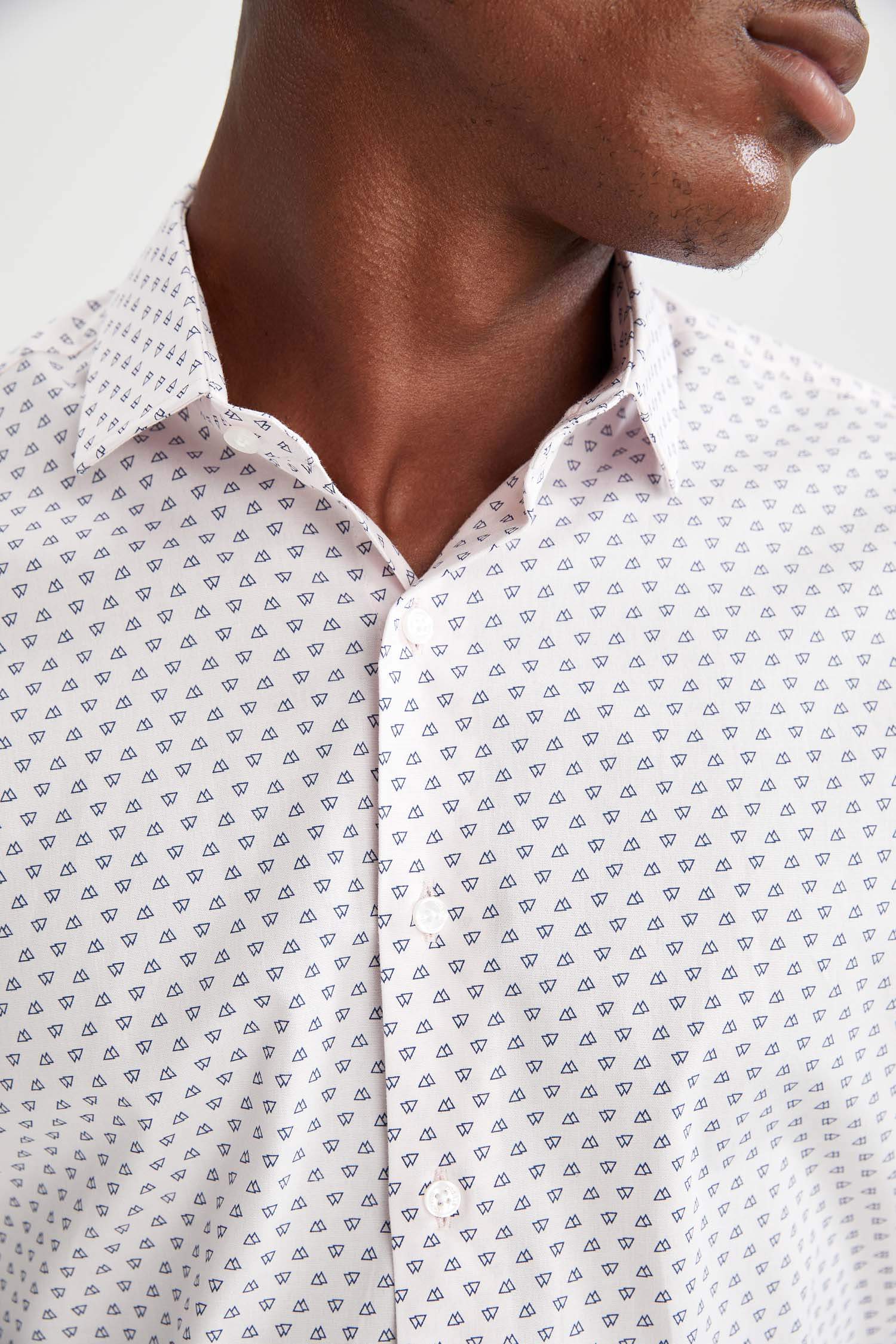 Modern Fit Klasik Uzun Kollu Desenli Gömlek