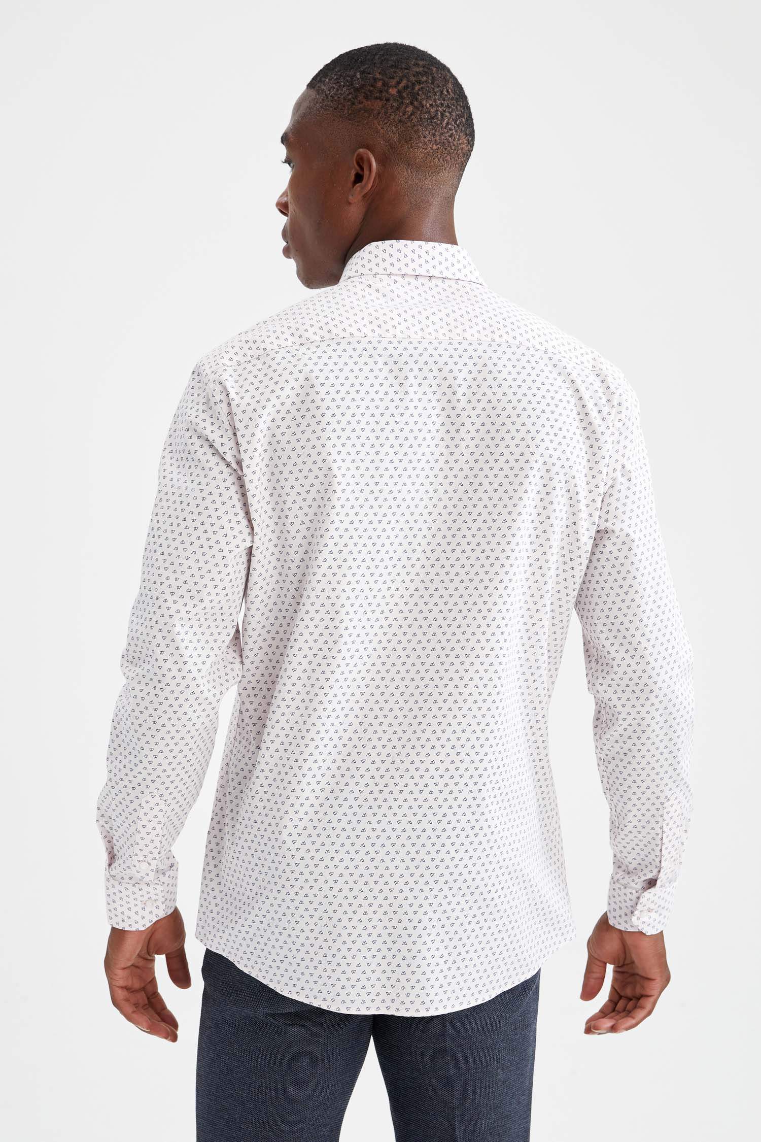 Modern Fit Klasik Uzun Kollu Desenli Gömlek