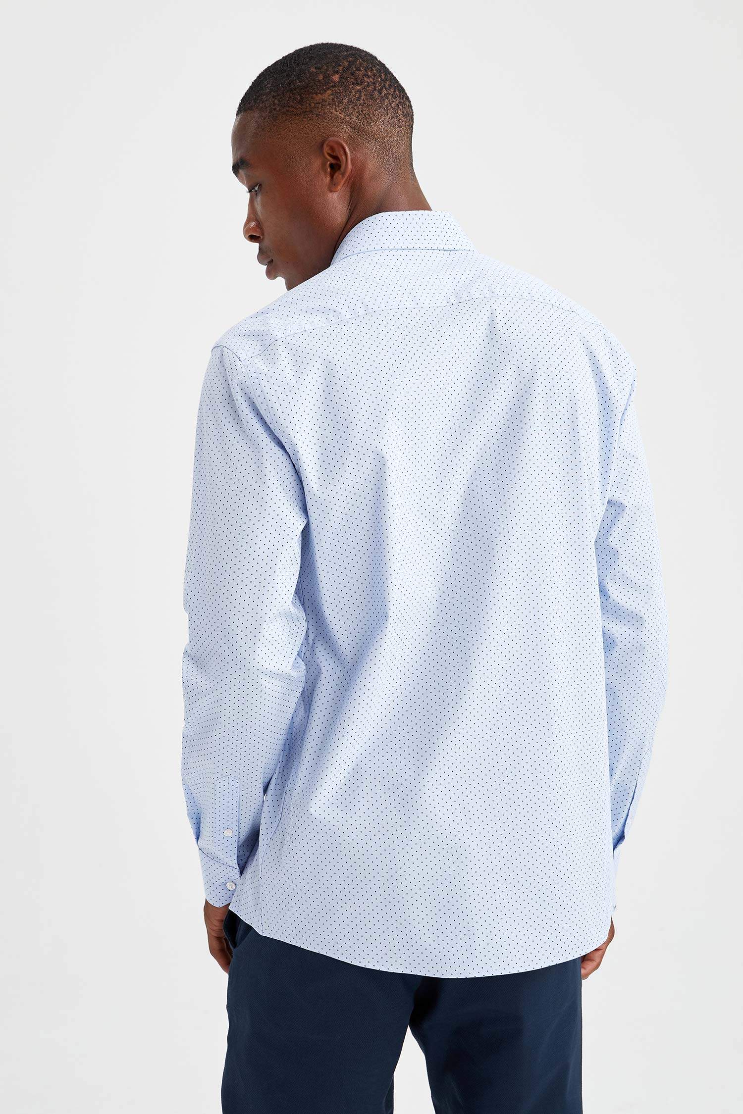 Modern Fit Desenli Uzun Kollu Gömlek