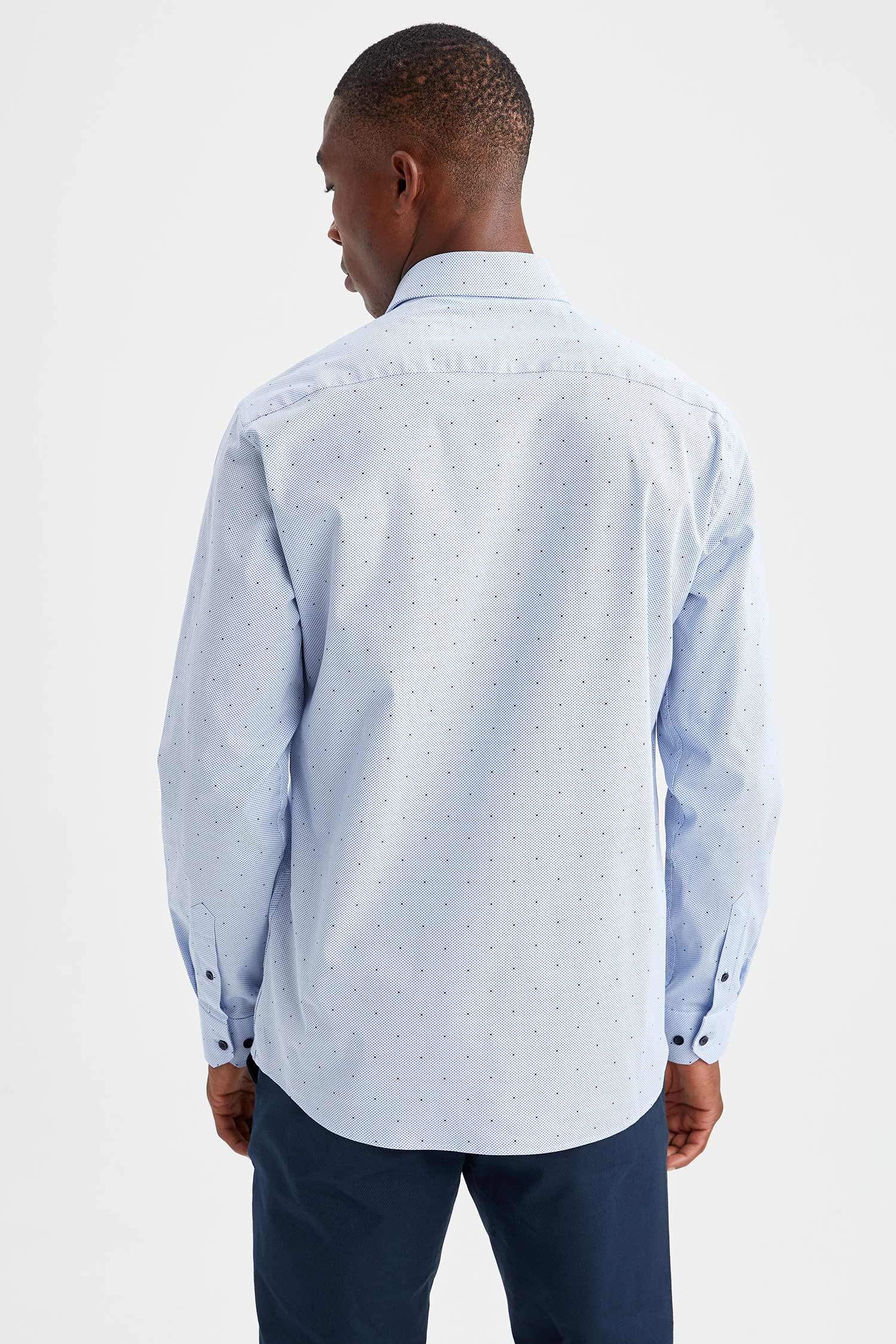 Modern Fit Klasik Uzun Kollu Desenli Gömlek