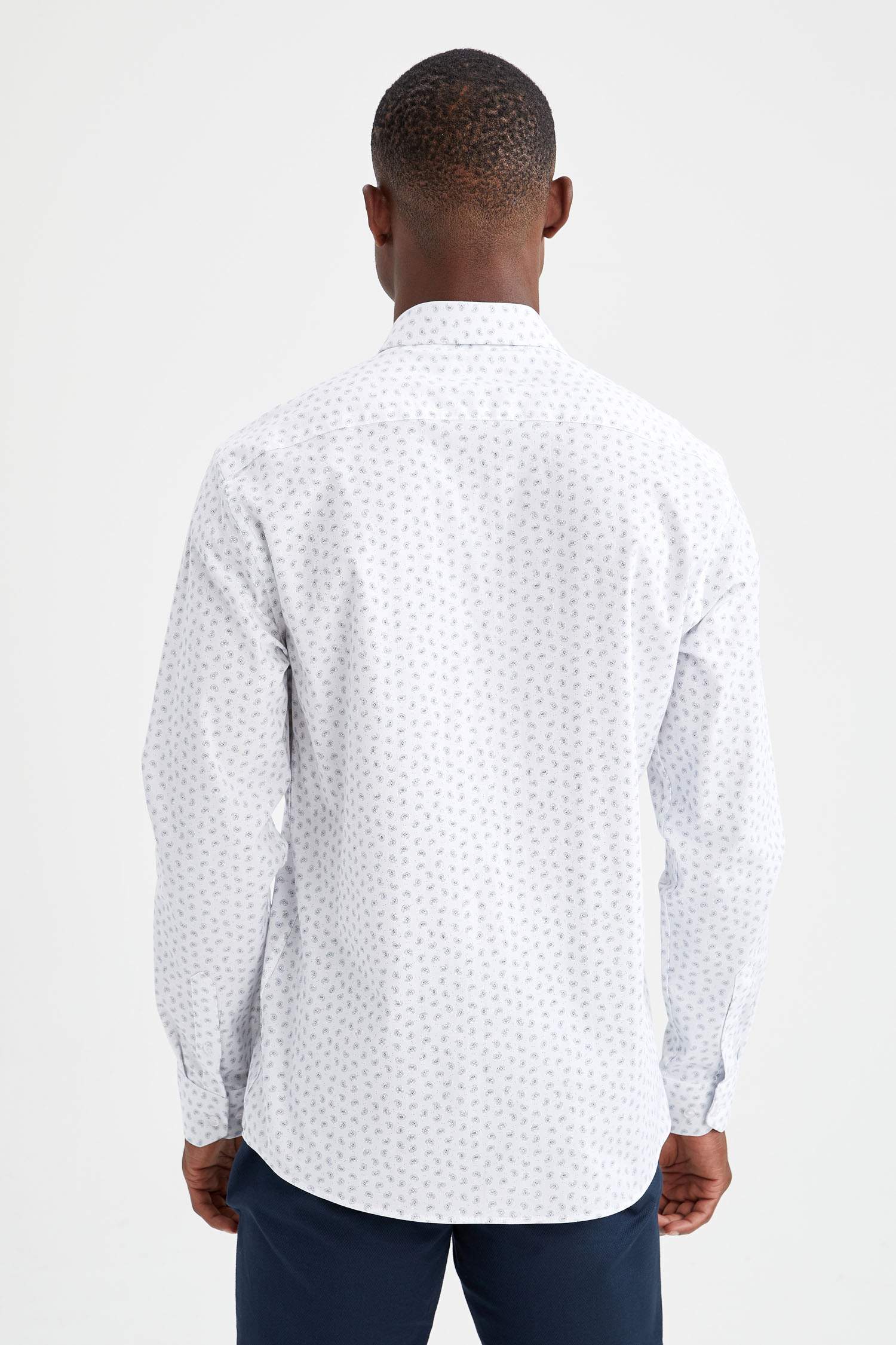 Modern Fit Klasik Uzun Kollu Desenli Gömlek