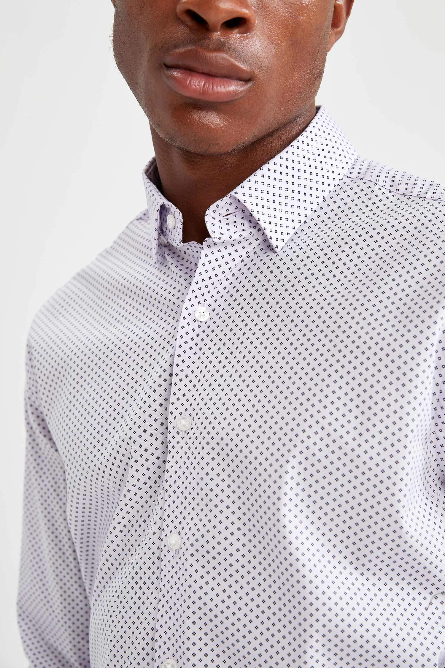 Modern Fit Klasik Uzun Kollu Desenli Gömlek