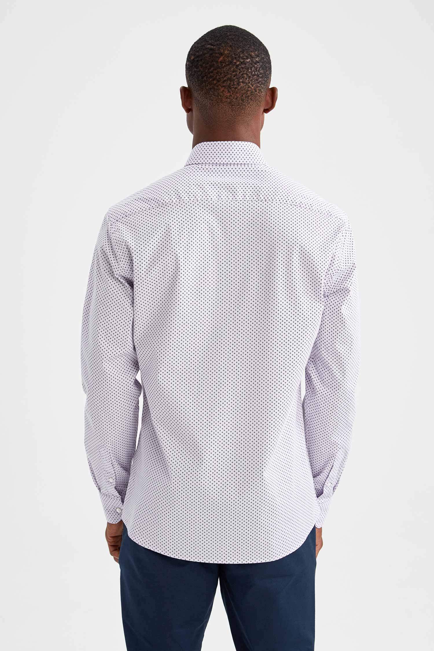 Modern Fit Klasik Uzun Kollu Desenli Gömlek