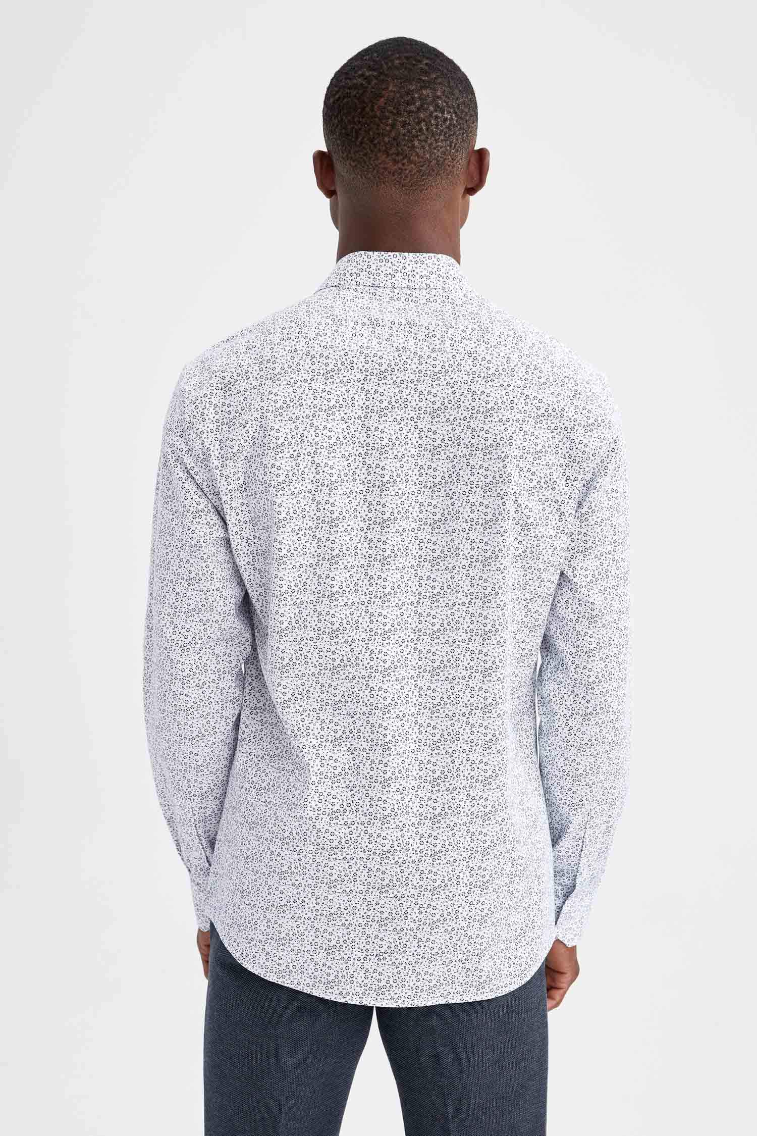 Modern Fit Desenli Uzun Kollu Klasik Gömlek