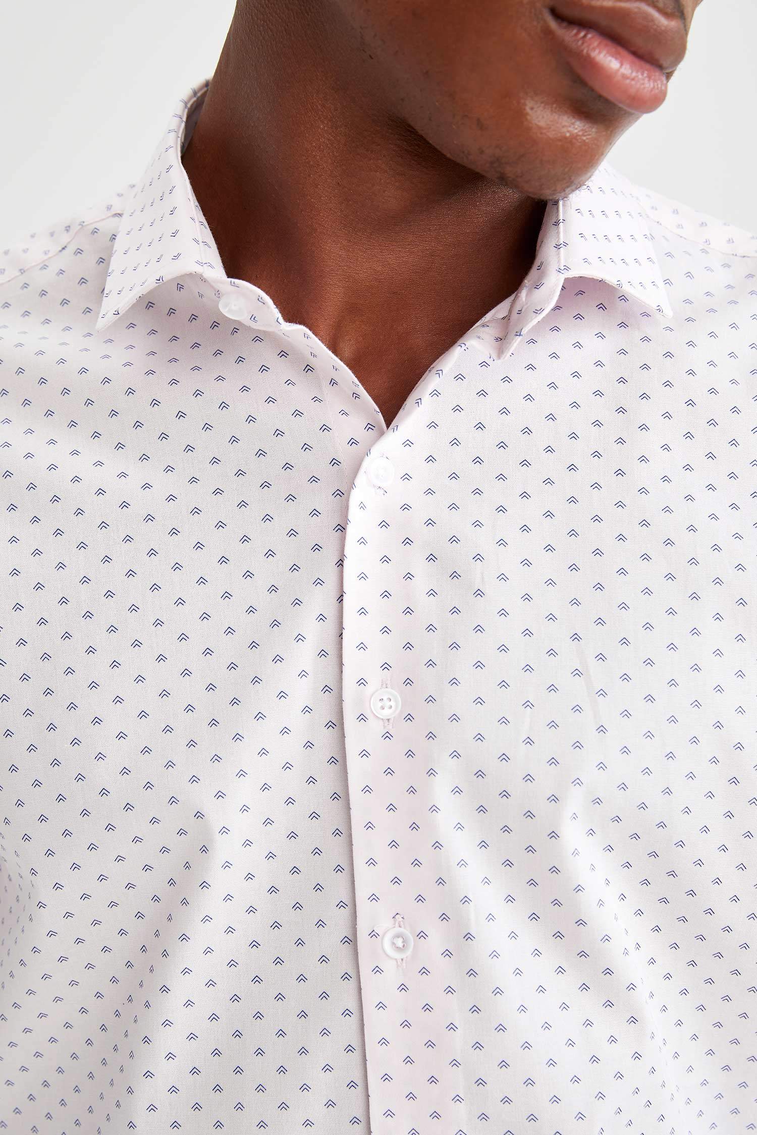 Modern Fit Klasik Uzun Kollu Desenli Gömlek