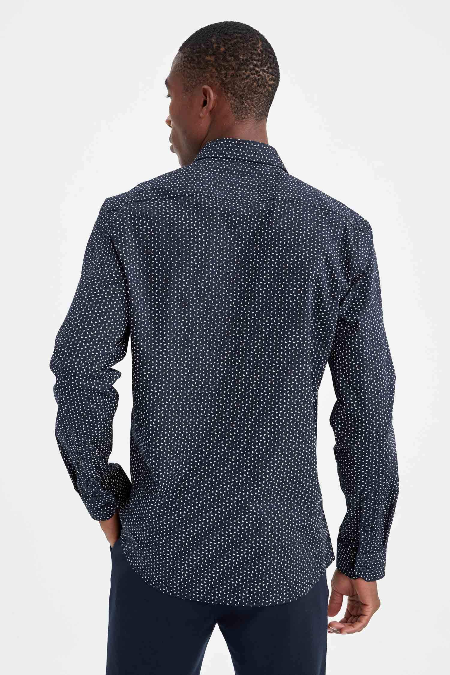 Modern Fit Klasik Uzun Kollu Desenli Gömlek