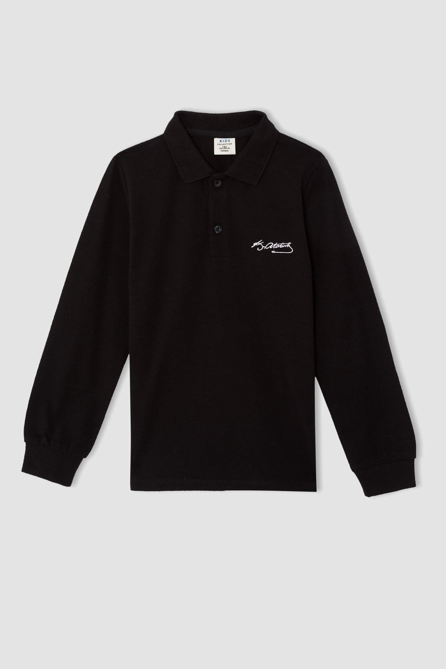 Erkek Çocuk Slim Fit Polo Yaka 29 Ekim Atatürk Baskılı Uzun Kollu Tişört