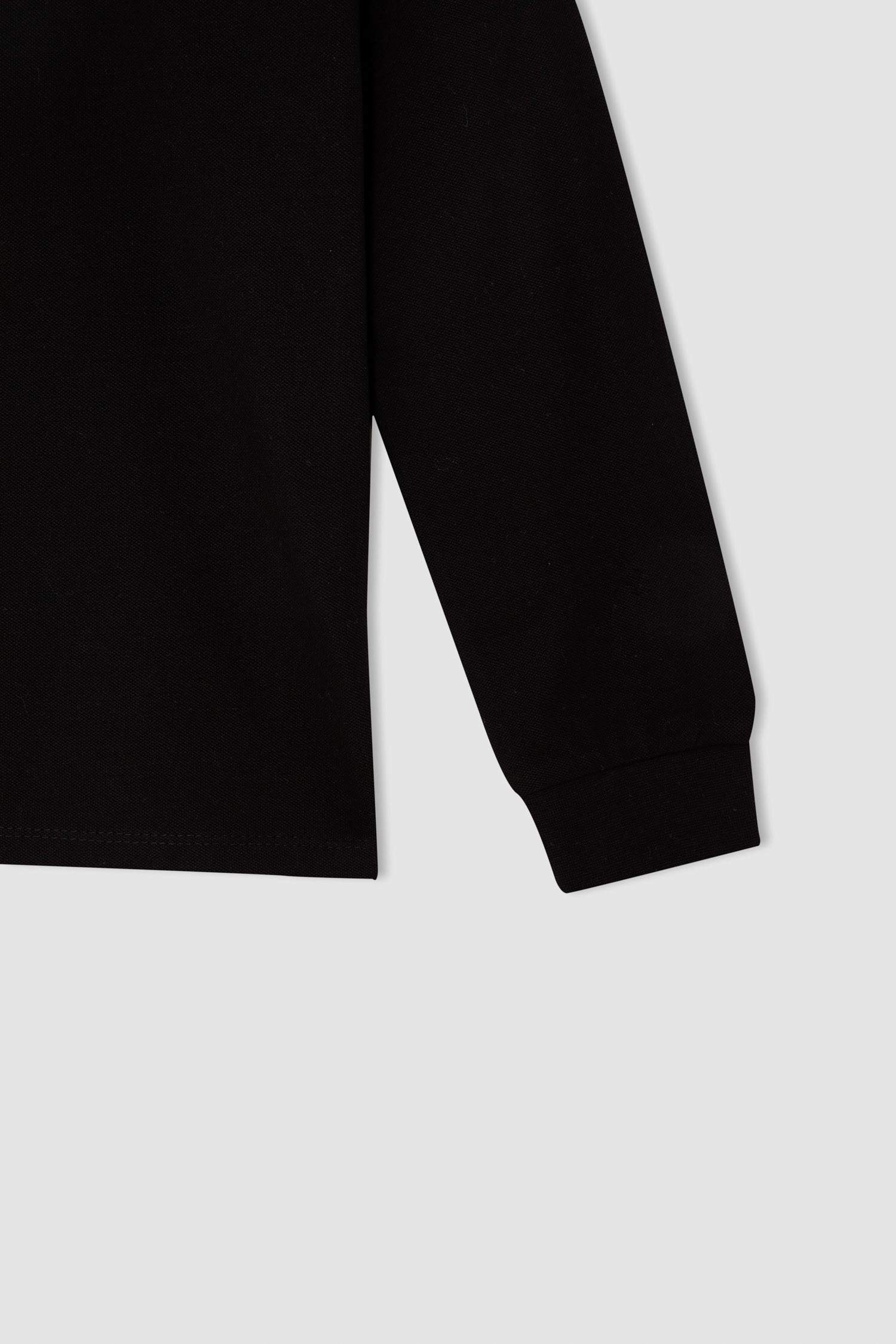 Erkek Çocuk Slim Fit Polo Yaka 29 Ekim Atatürk Baskılı Uzun Kollu Tişört