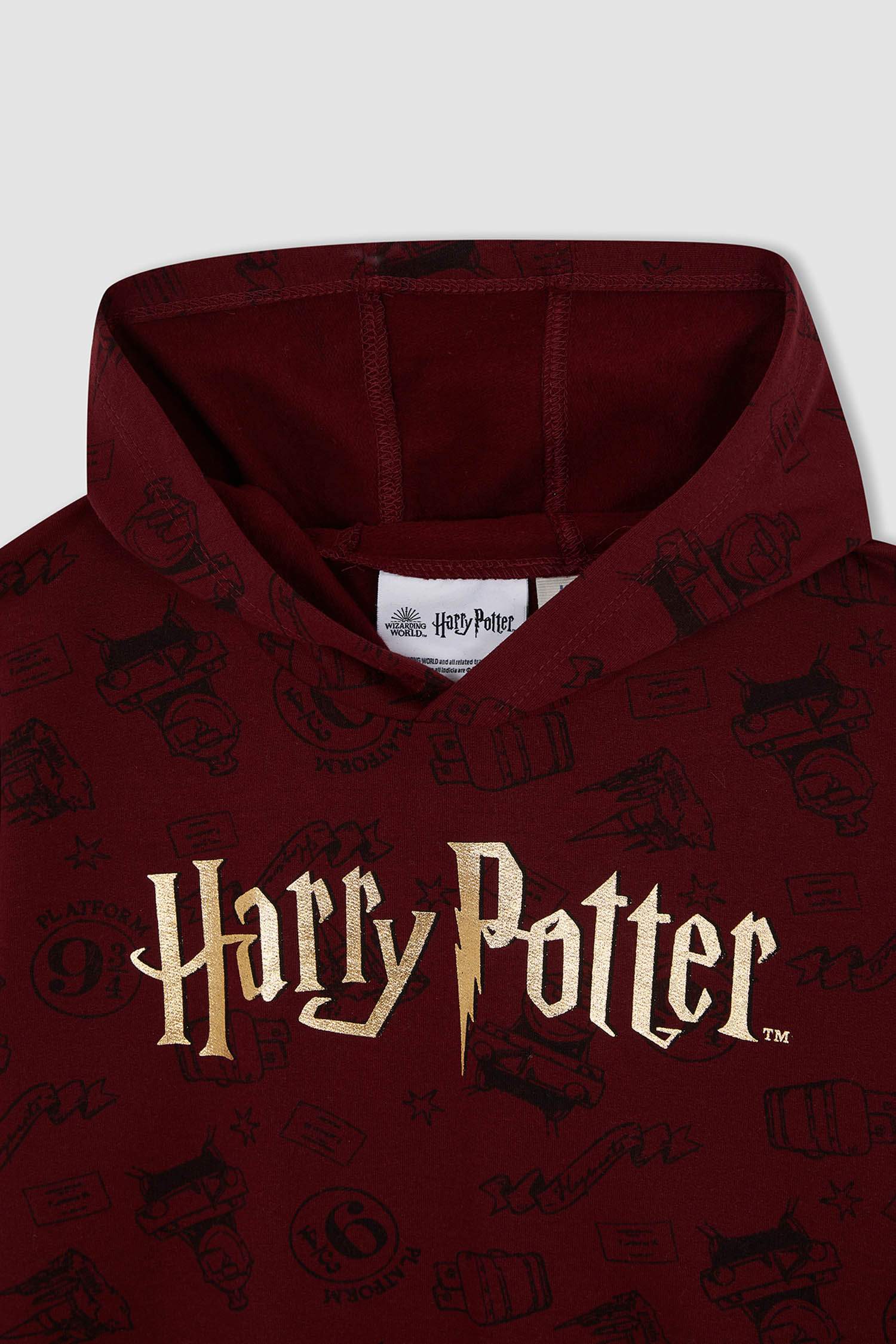 Erkek Çocuk Harry Potter Lisanslı Relax Fit Kapüşonlu İnce Sweatshirt Kumaşı Sweatshirt