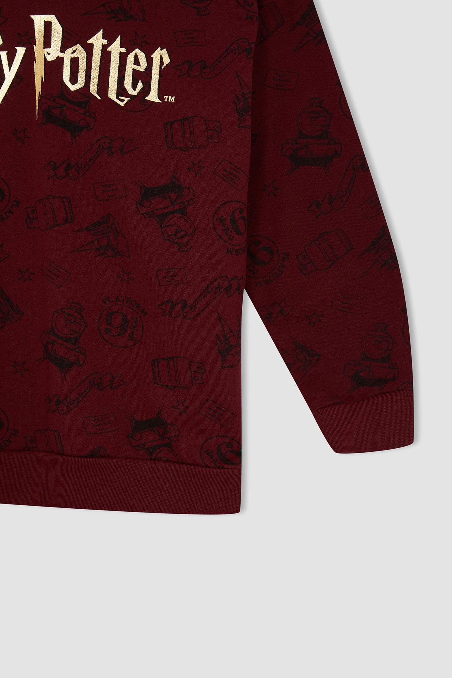 Erkek Çocuk Harry Potter Lisanslı Relax Fit Kapüşonlu İnce Sweatshirt Kumaşı Sweatshirt