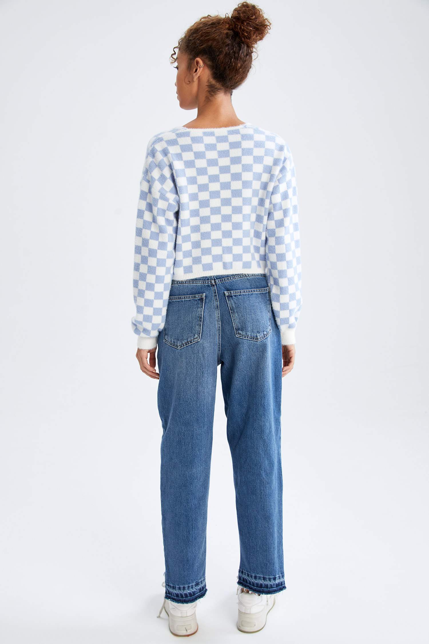 Yıkamalı Mom Fit Jean Pantolon