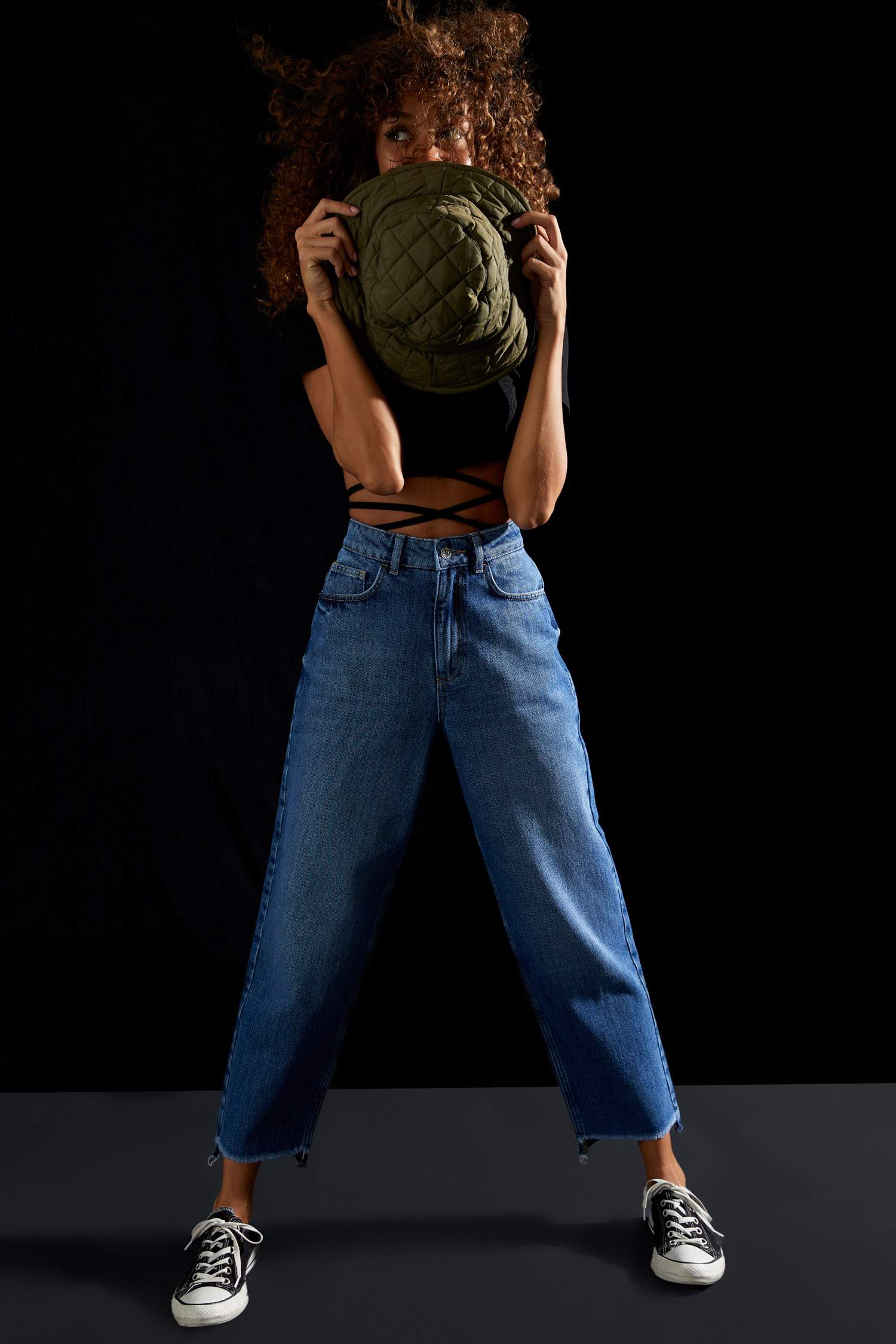 Yıkamalı Mom Fit Jean Pantolon