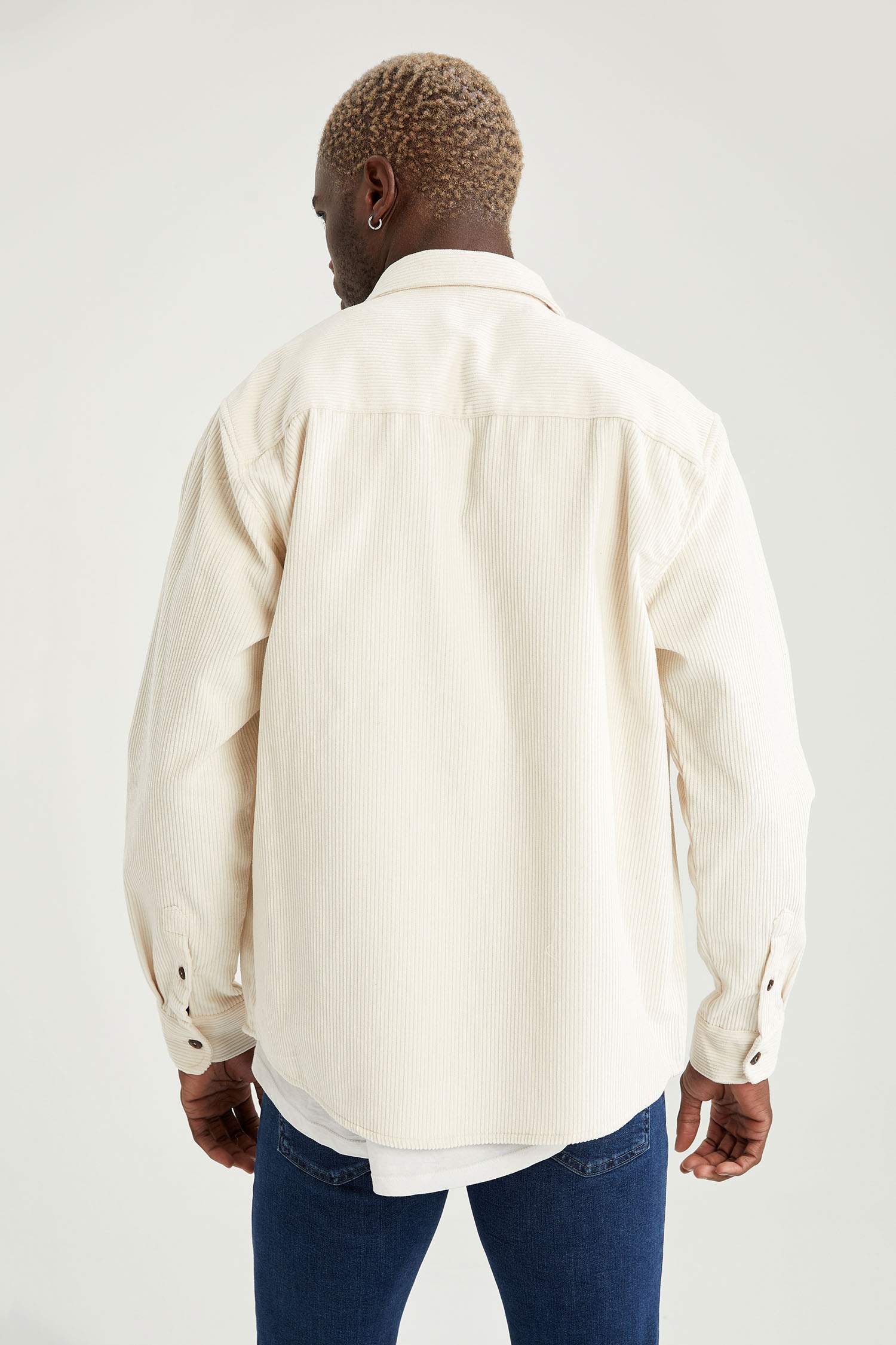 Relax Fit Polo Yaka Kadife Gömlek
