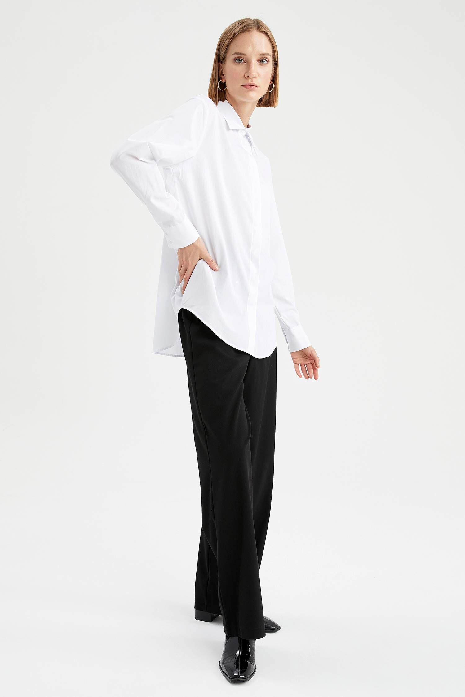 Basic Oversize Fit Pamuklu Poplin Gömlek