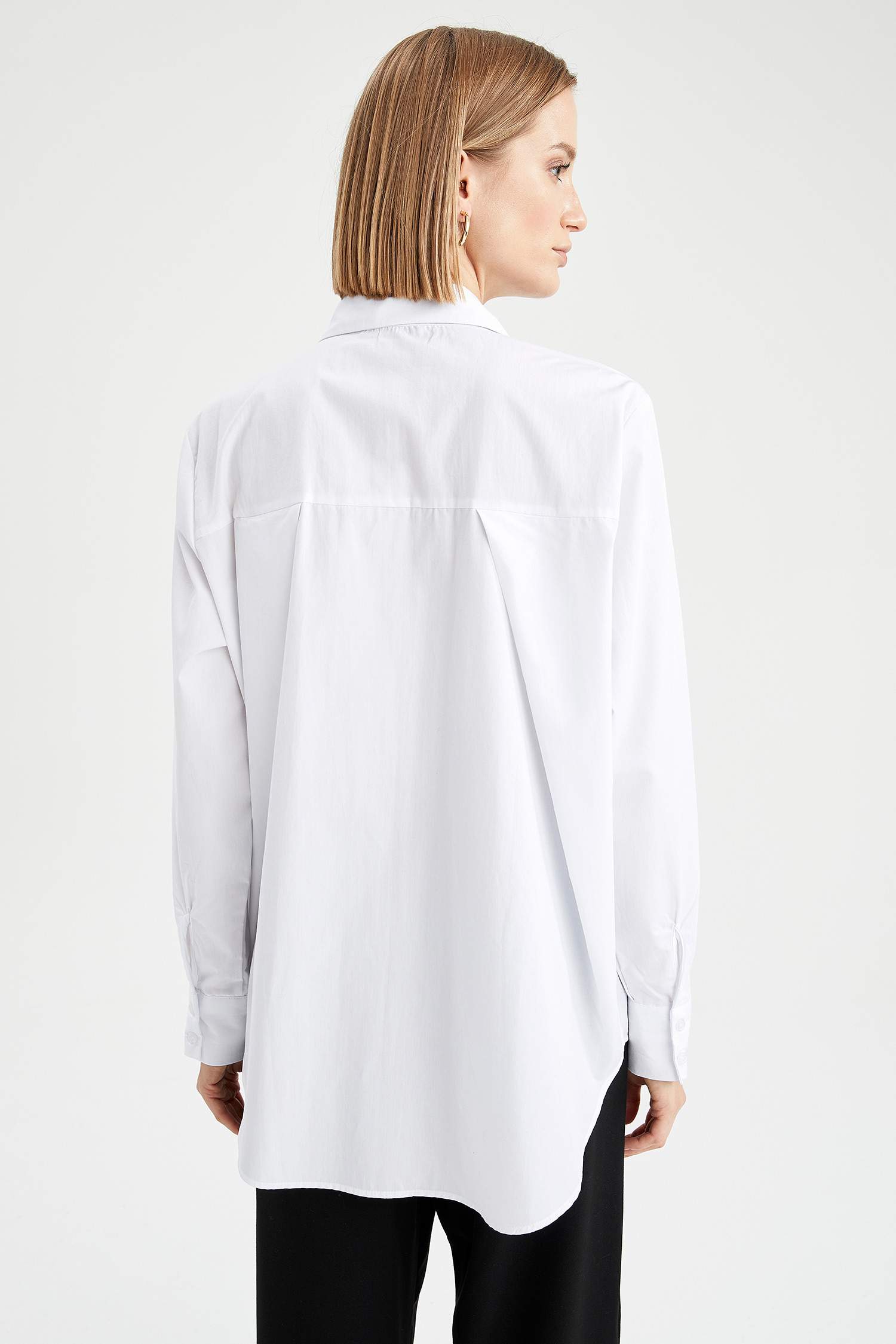Basic Oversize Fit Pamuklu Poplin Gömlek