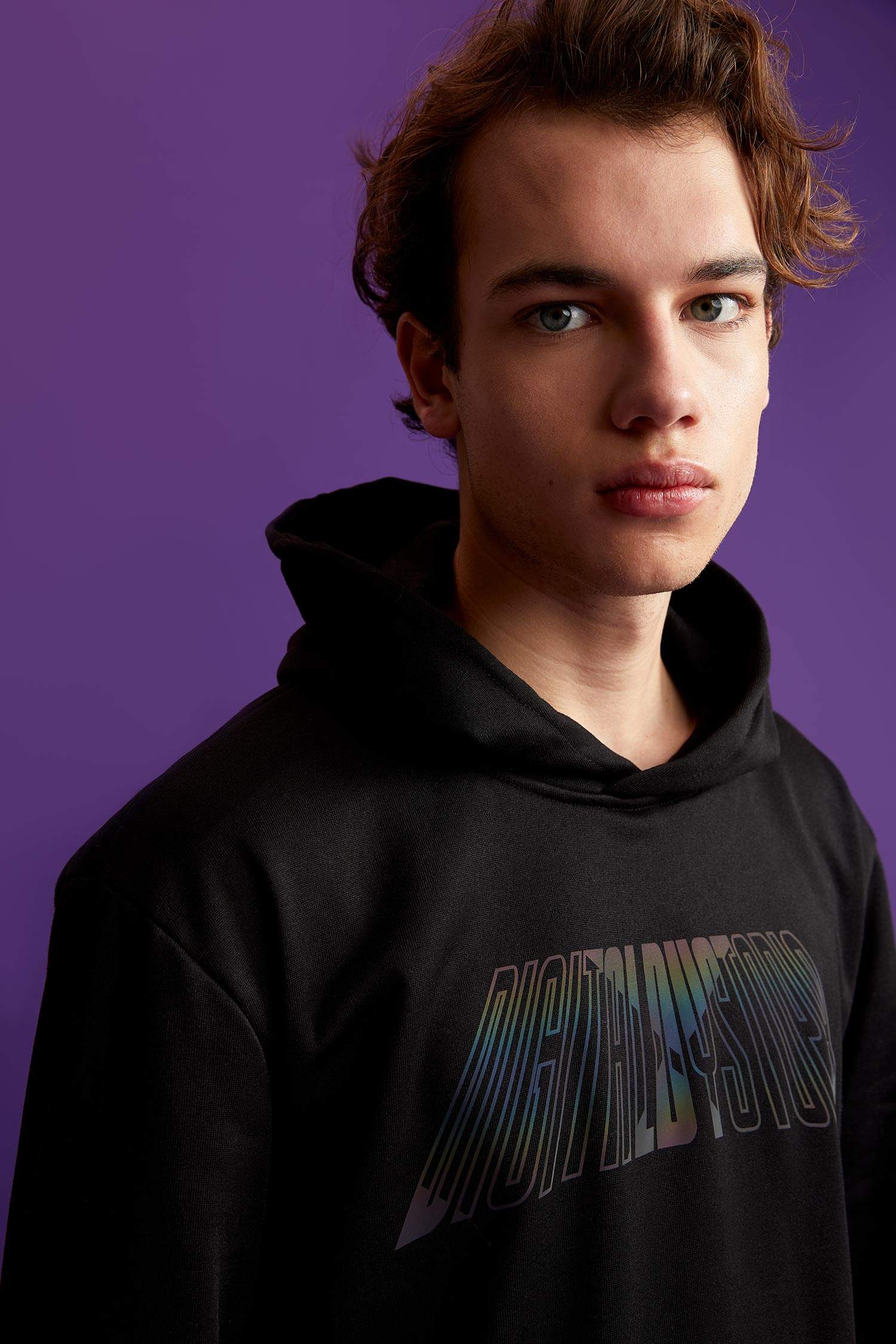 Coool Regular Fit Kapüşonlu Baskılı İçi Yumuşak Tüylü Uzun Kollu Sweatshirt